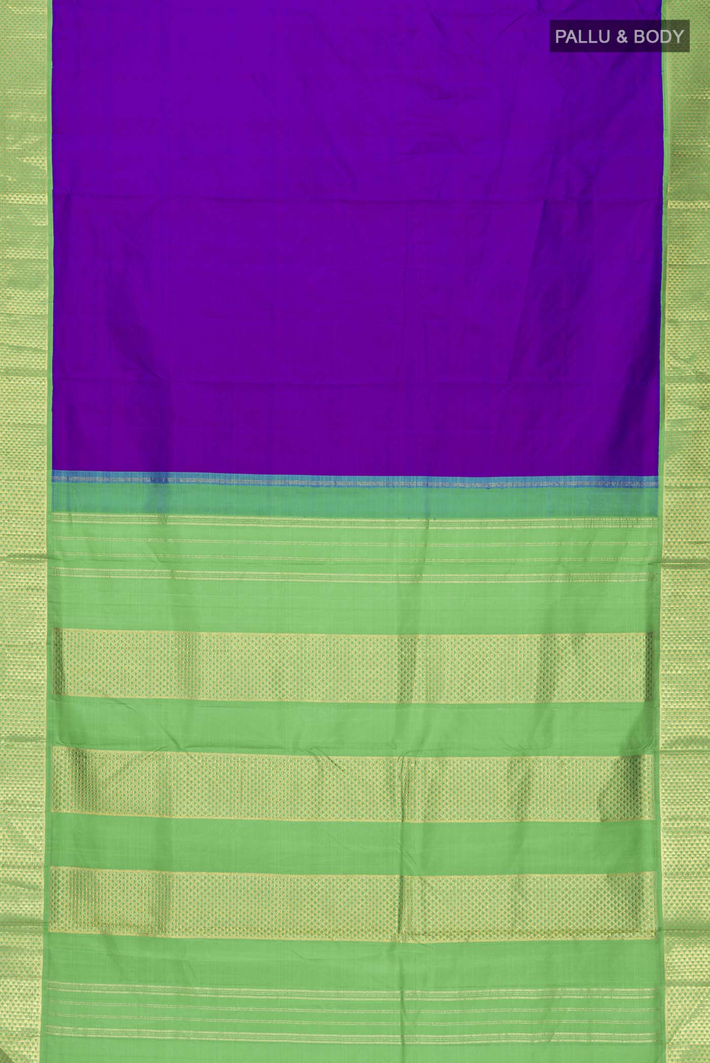 Purple Kanchipuram Silk Nine Yards Saree - Image 5