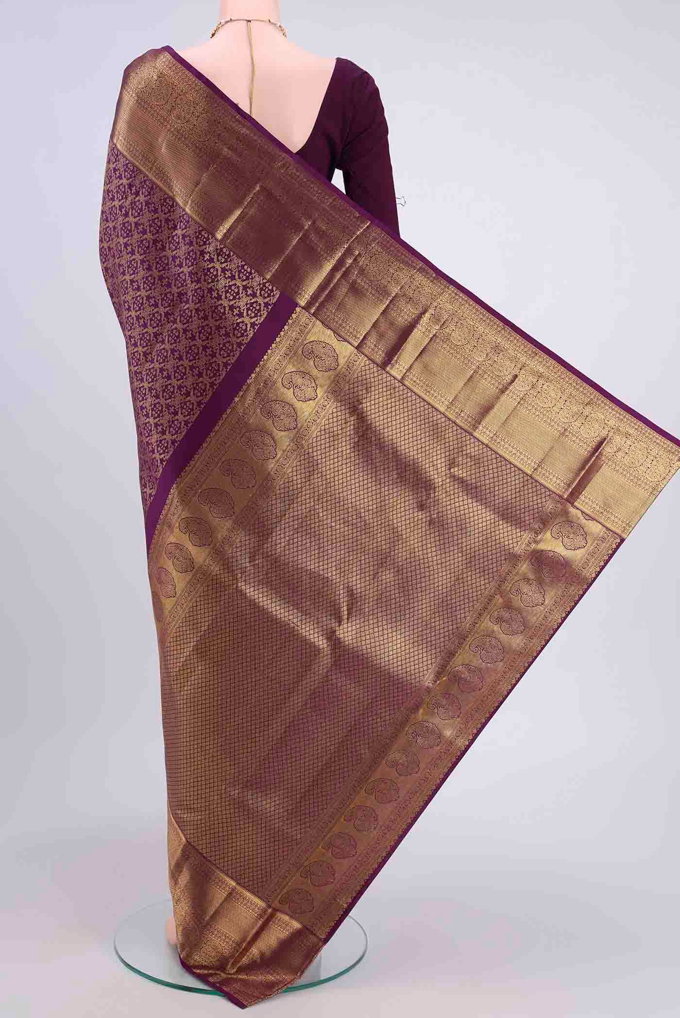 Purple Kanjivaram Silk Saree - Image 3