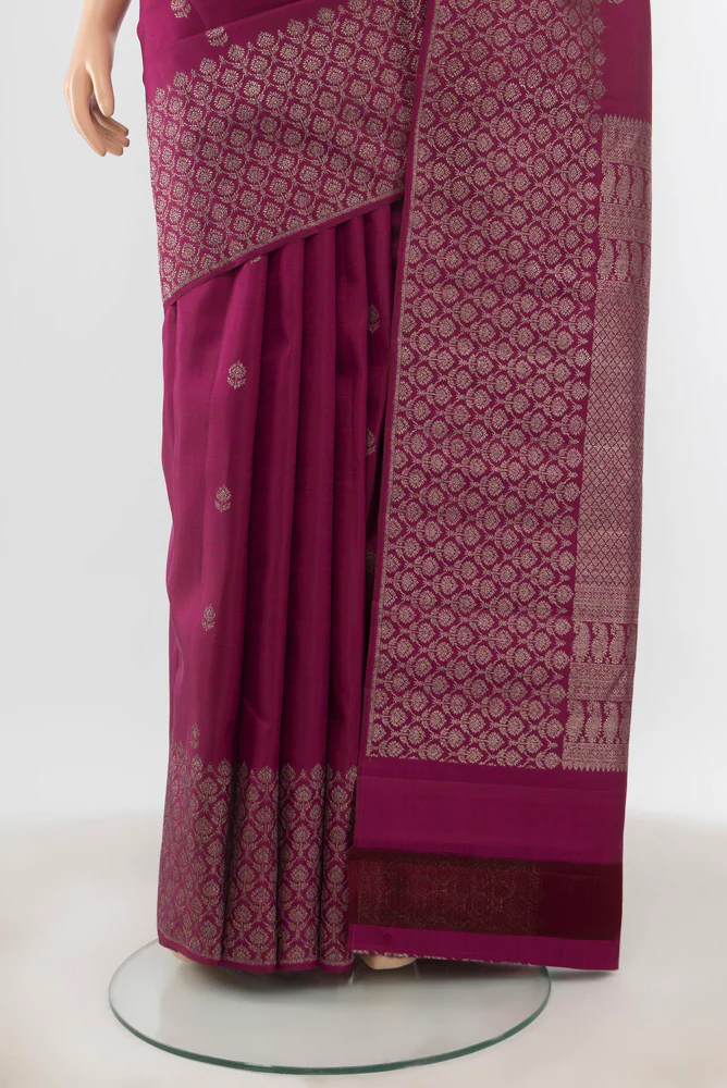 Magenta Kanchipuram Silk Saree - Image 3