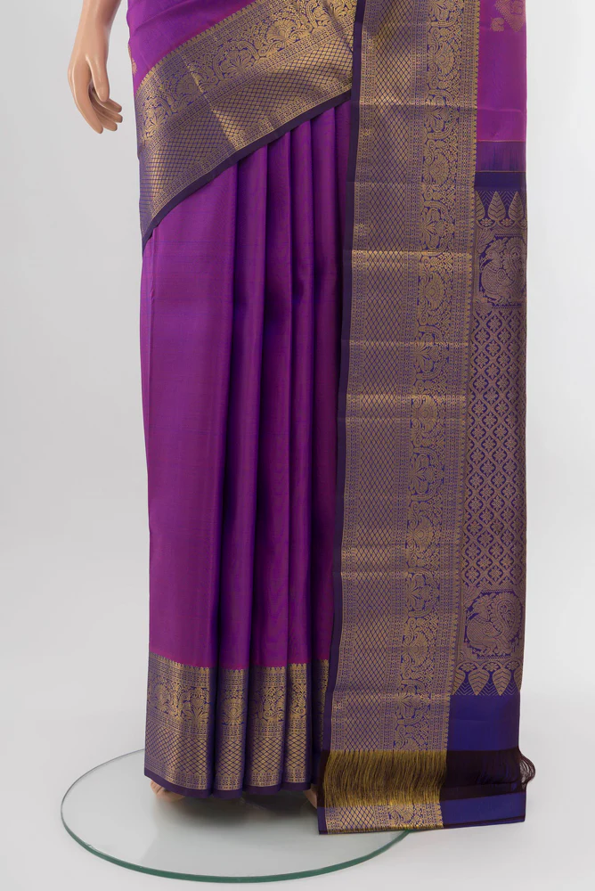 Purple Kanchipuram Silk Saree - Image 3
