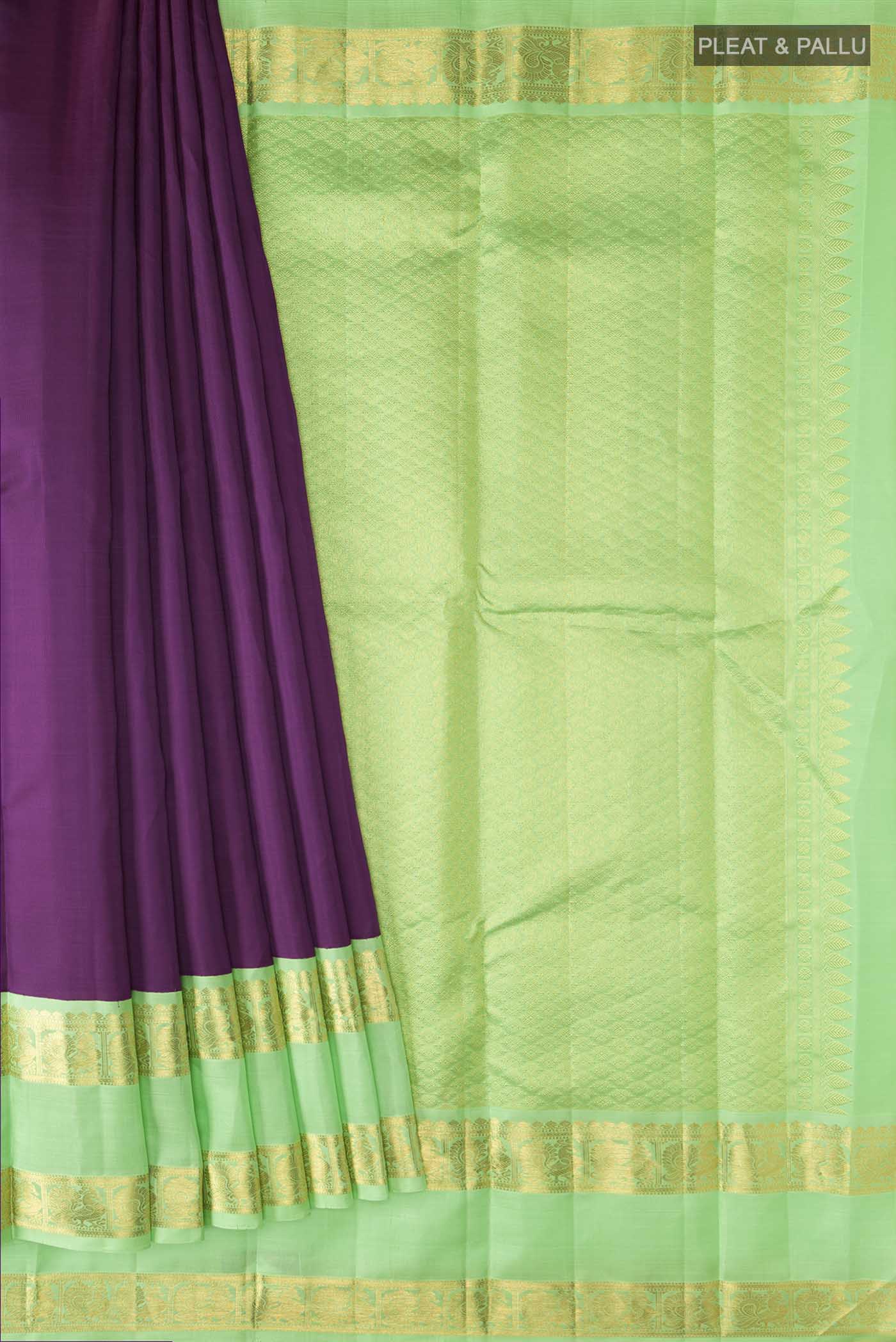 Purple Kanjivaram Silk Saree - Image 4