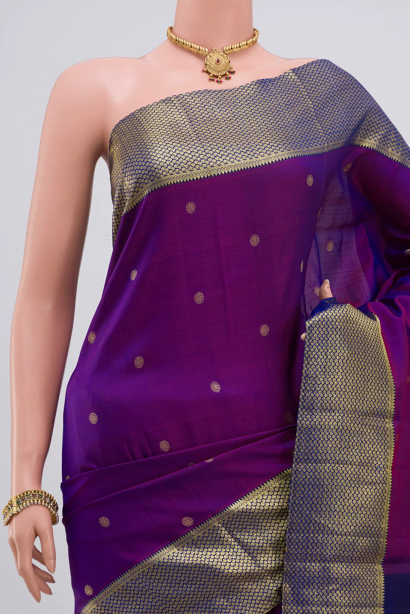 Purple Kanchipuram Silk Saree - Image 2