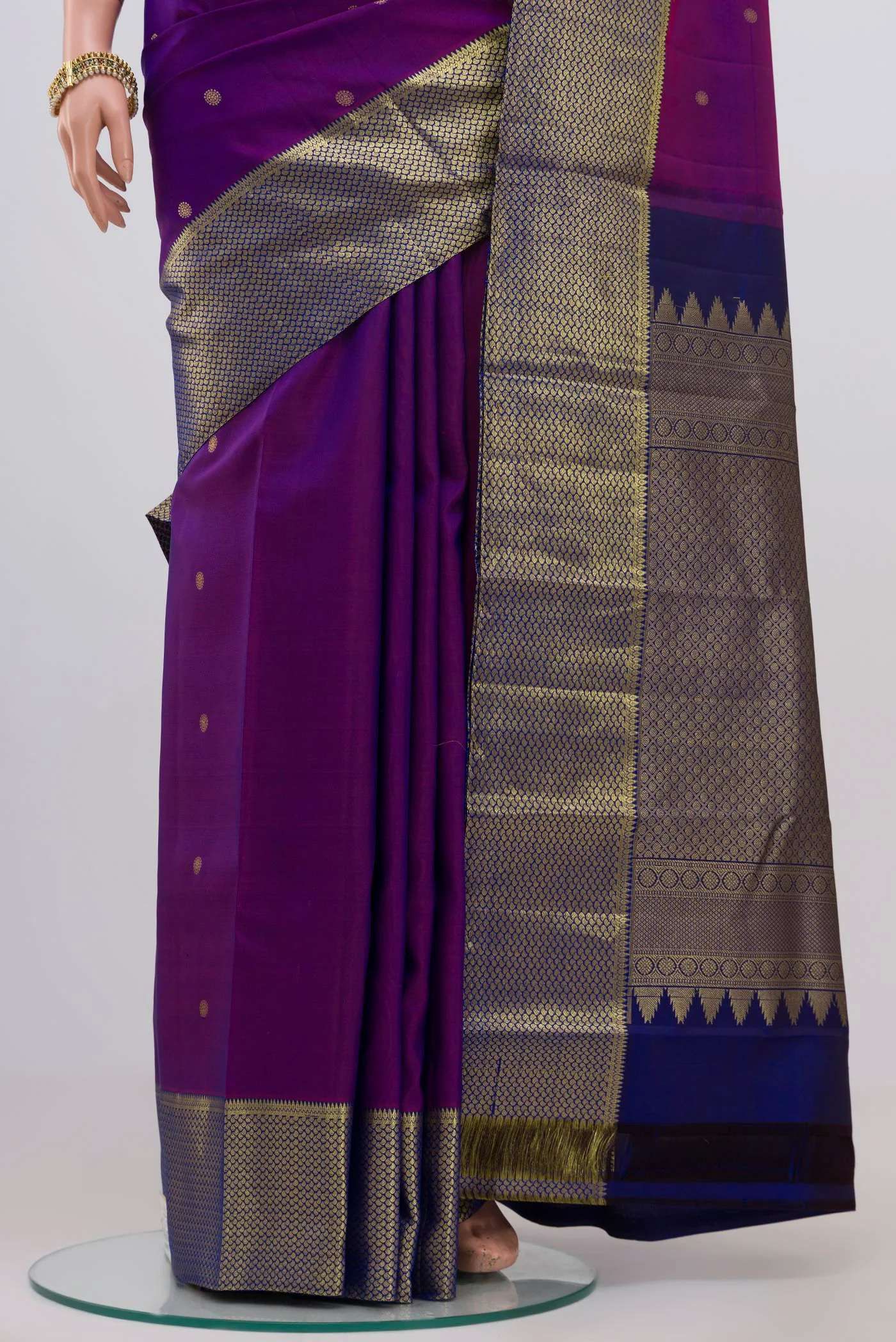 Purple Kanchipuram Silk Saree - Image 3