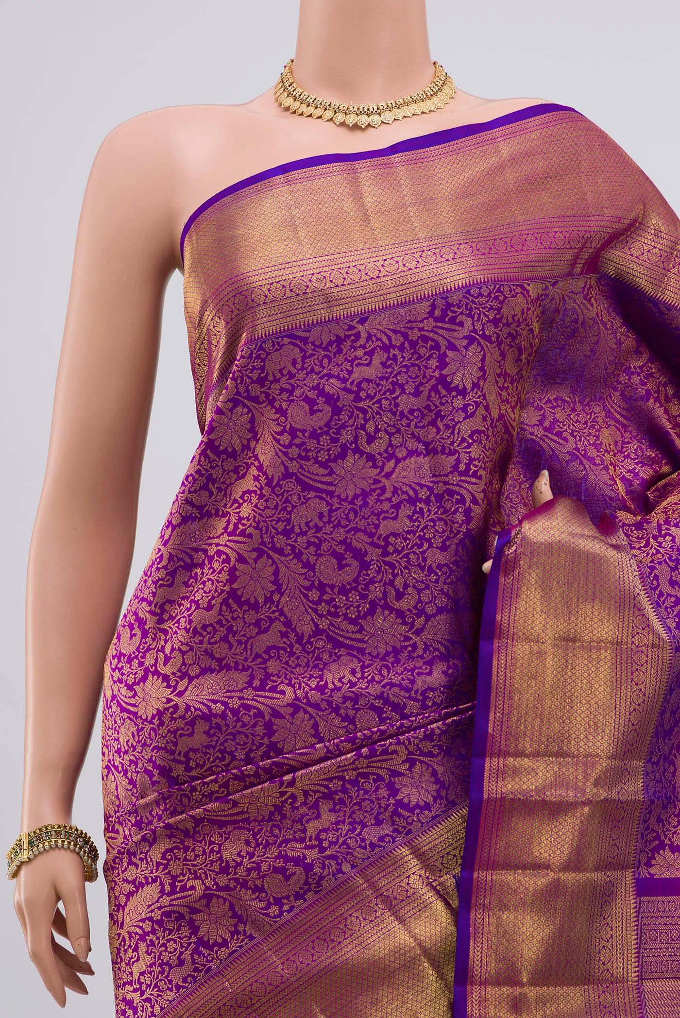 Purple Kanchipuram Silk Saree - Image 2