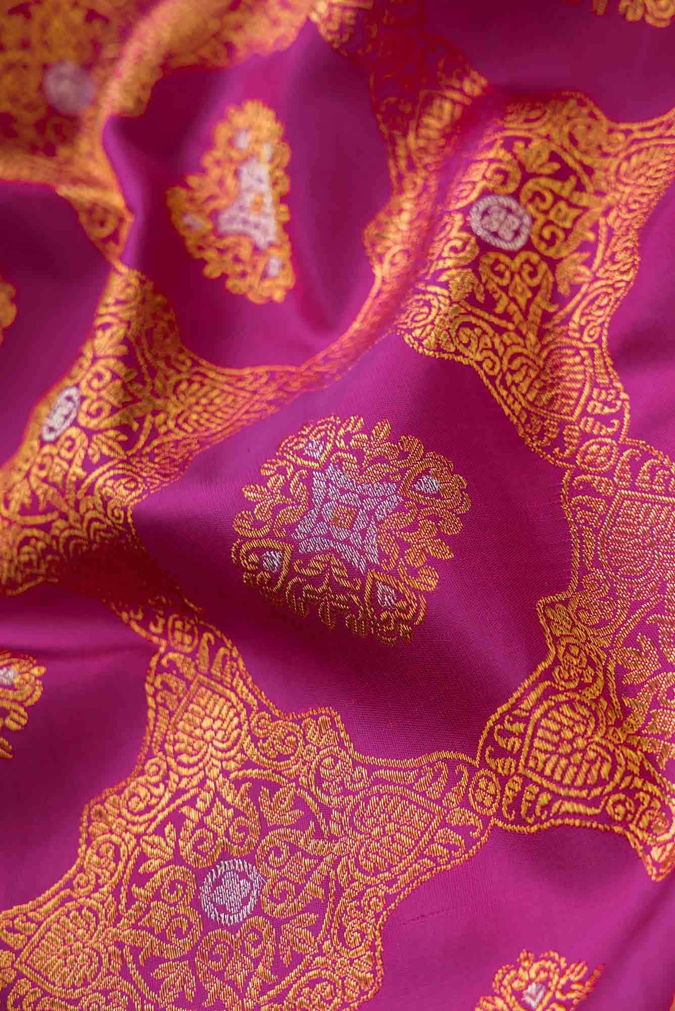 Pure Silk Pure Zari Purple Dual Tone Kanjivaram Saree - Image 3