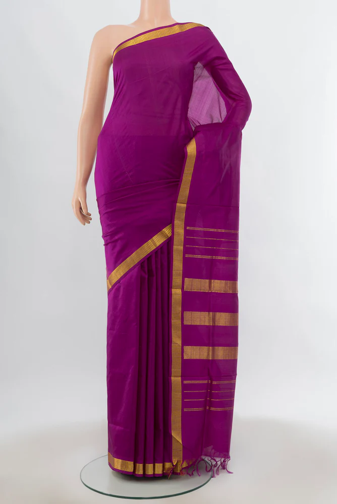 Purple Kanjivaram Silk Nine Yards Saree