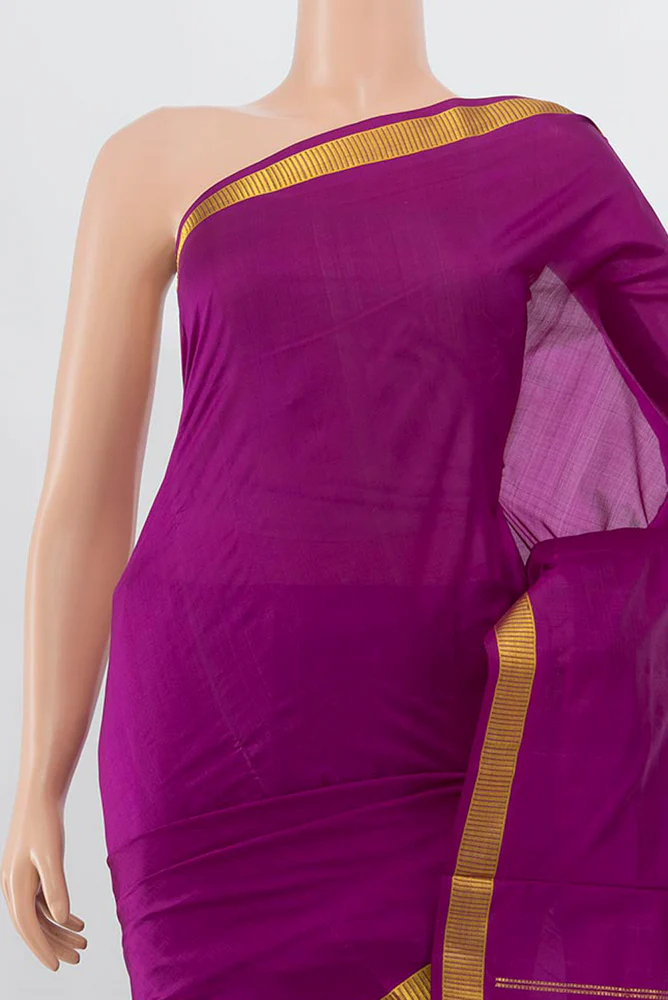 Purple Kanjivaram Silk Nine Yards Saree - Image 2