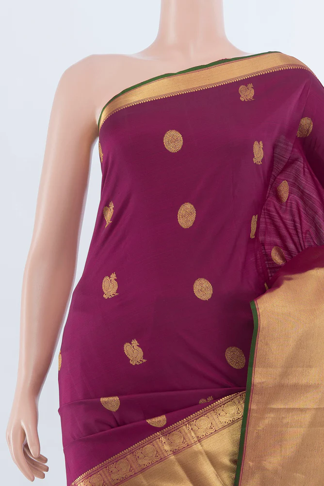 Magenta Kanjivaram Silk Saree - Image 2