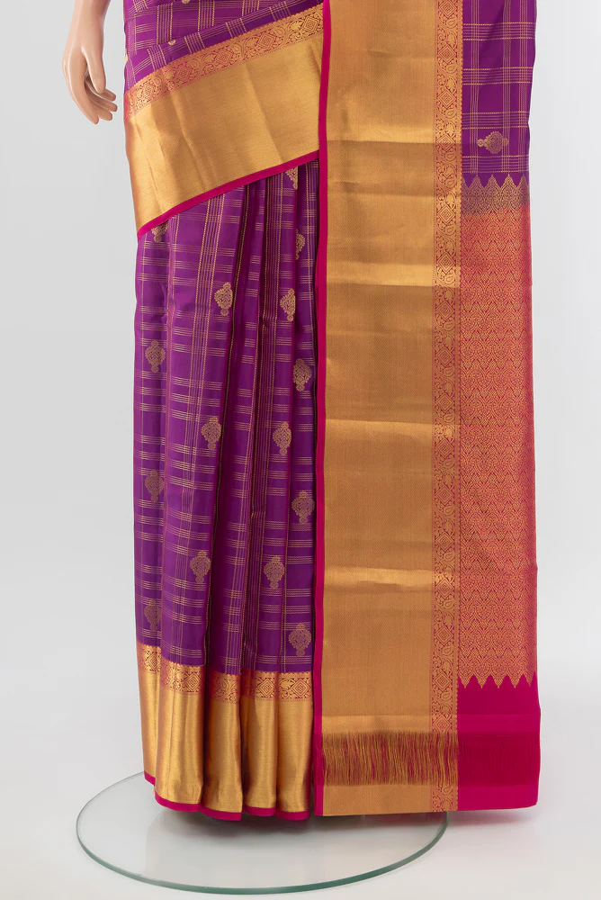 Purple Kanjivaram Silk Saree - Image 3