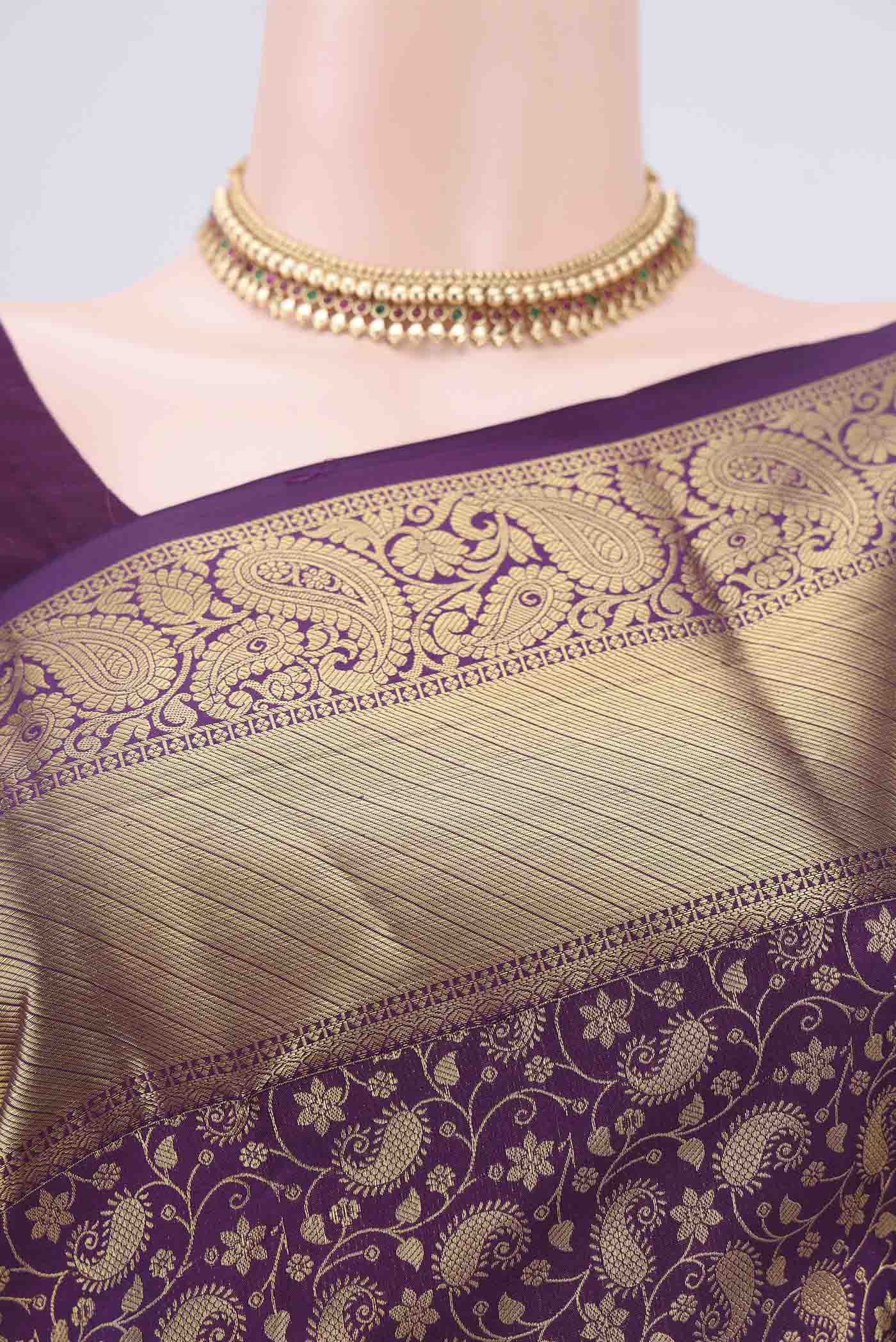 Violet Bangalore Silk Saree - Image 2