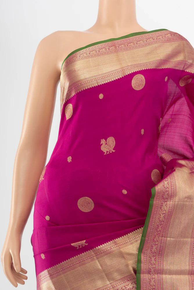 Magenta Kanjivaram Silk Saree - Image 2