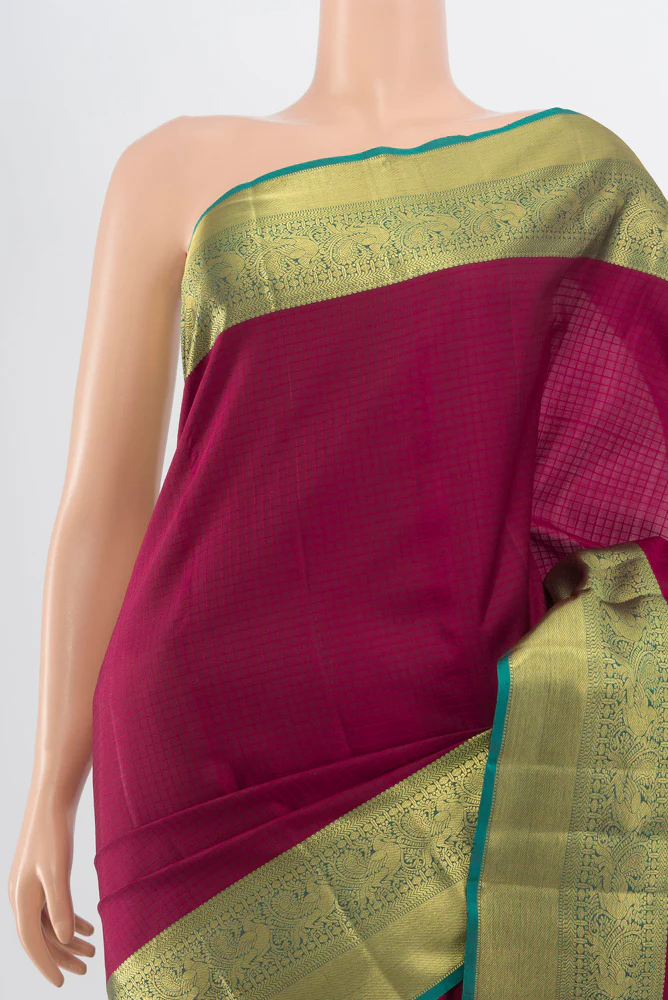 Magenta Kanjivaram Silk Saree - Image 2