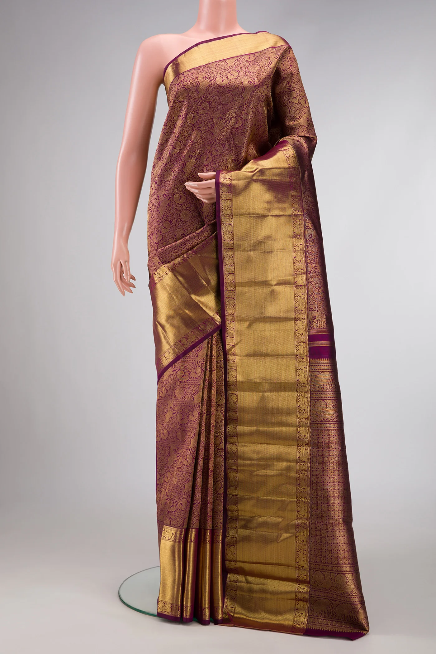 Pure Silk Pure Zari Purple Kanjivaram Saree