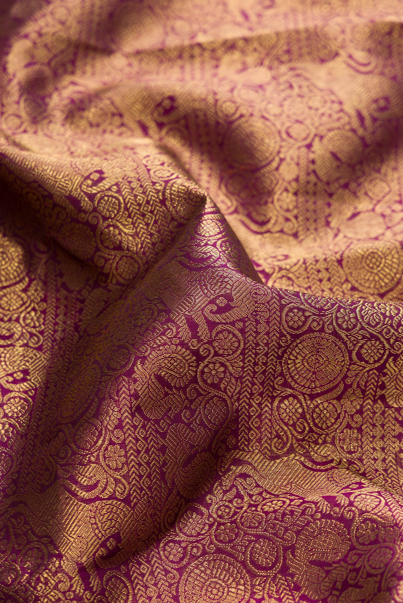 Pure Silk Pure Zari Purple Kanjivaram Saree - Image 2
