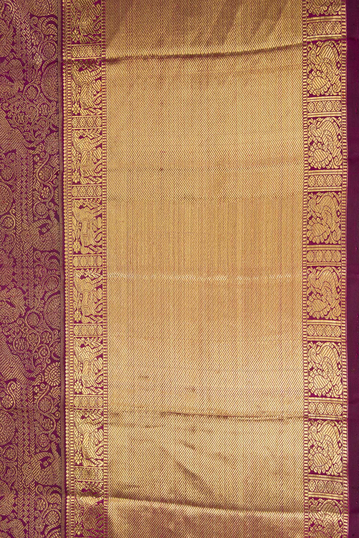 Pure Silk Pure Zari Purple Kanjivaram Saree - Image 3