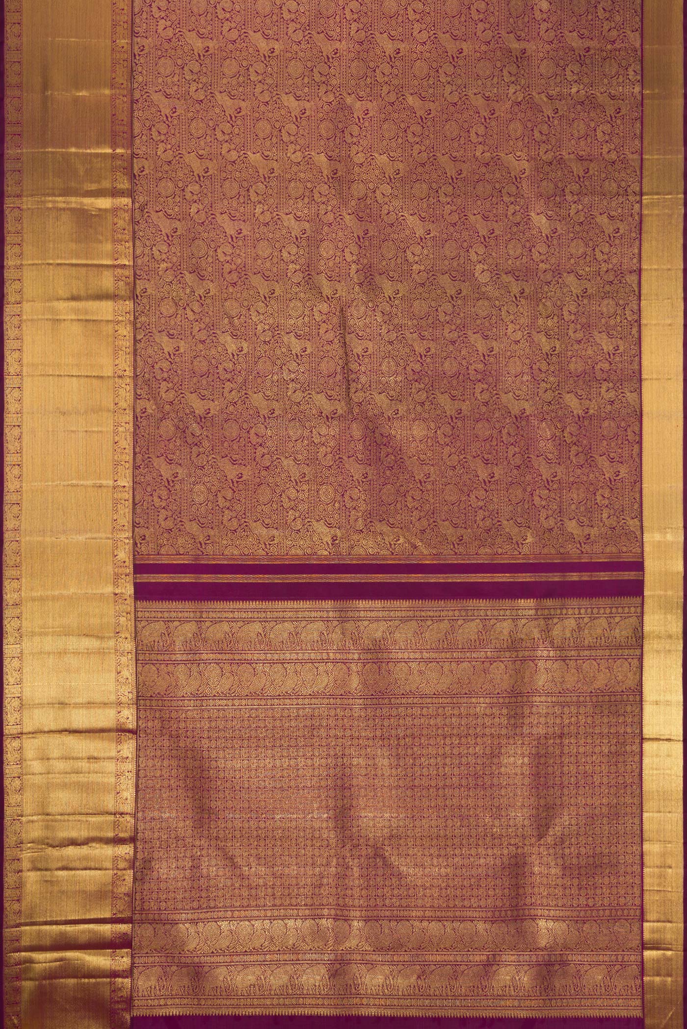 Pure Silk Pure Zari Purple Kanjivaram Saree - Image 6