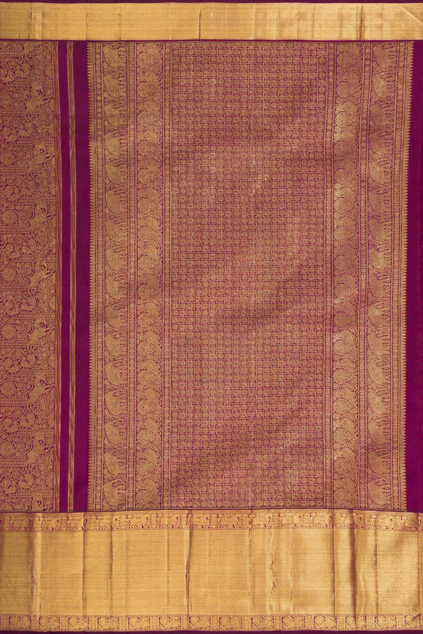Pure Silk Pure Zari Purple Kanjivaram Saree - Image 7