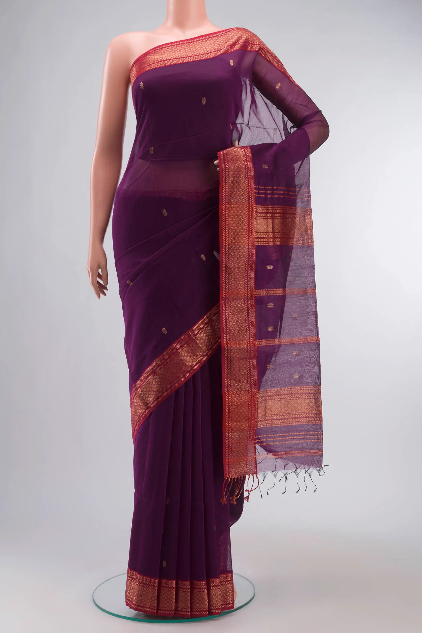 Purple Maheshwari Silk Cotton Saree
