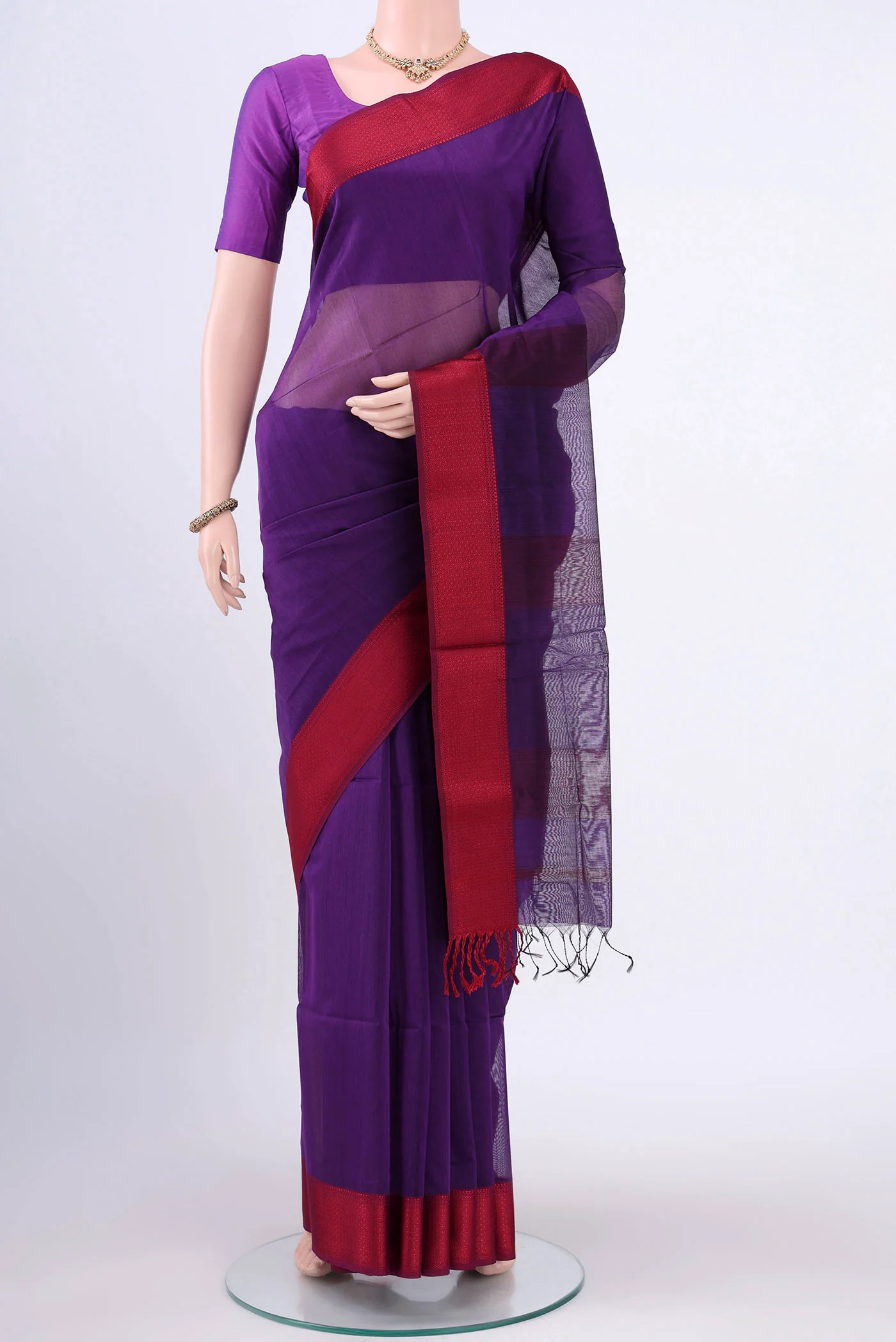 Purple Maheshwari Silk Cotton Saree