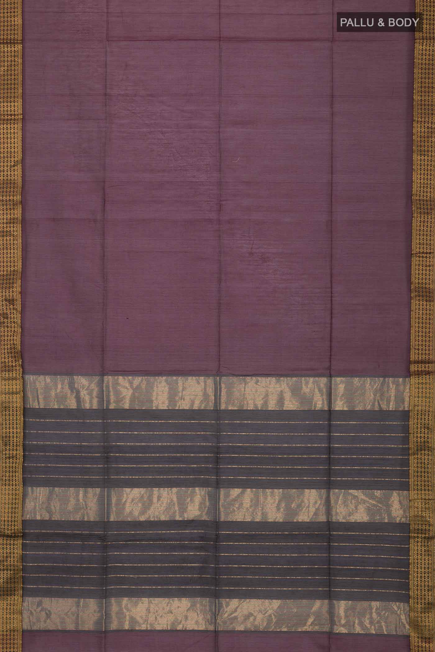 Purple Maheshwari Silk Cotton Saree - Image 3