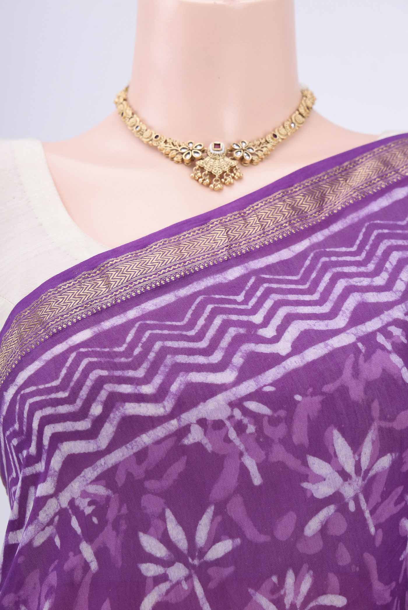Violet Maheshwari Silk Cotton Saree - Image 2