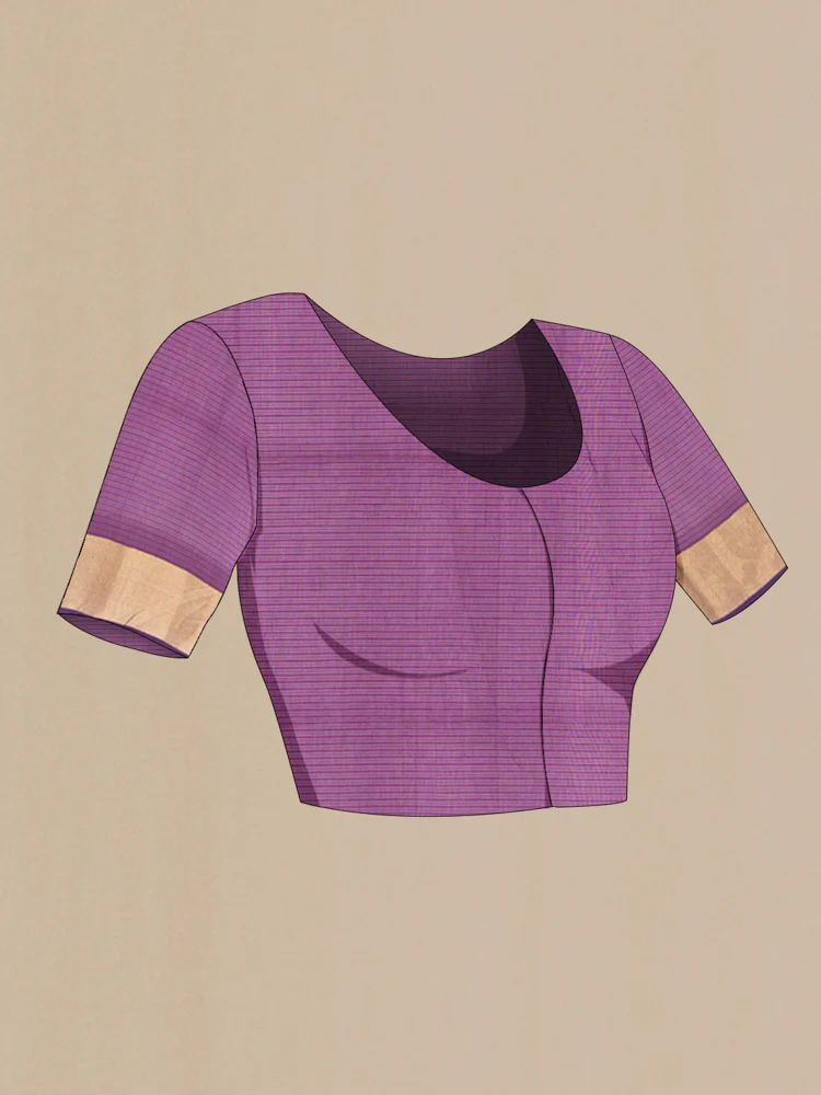 Purple Maheshwari Silk Cotton Saree - Image 4