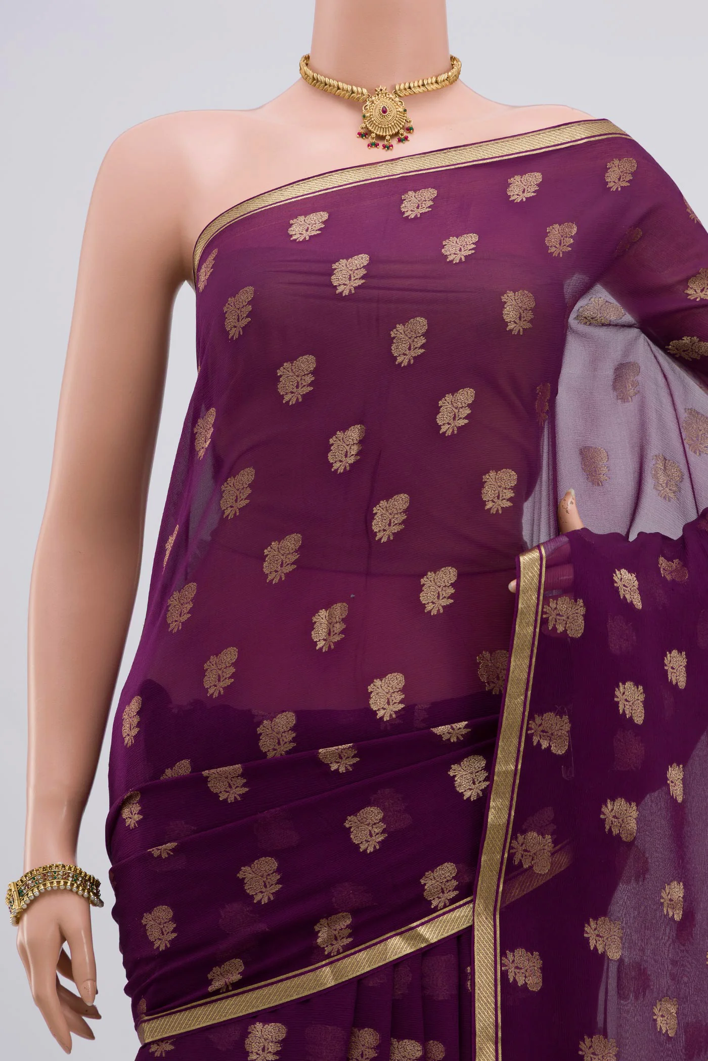 Purple Mysore Chiffon Saree - Image 2