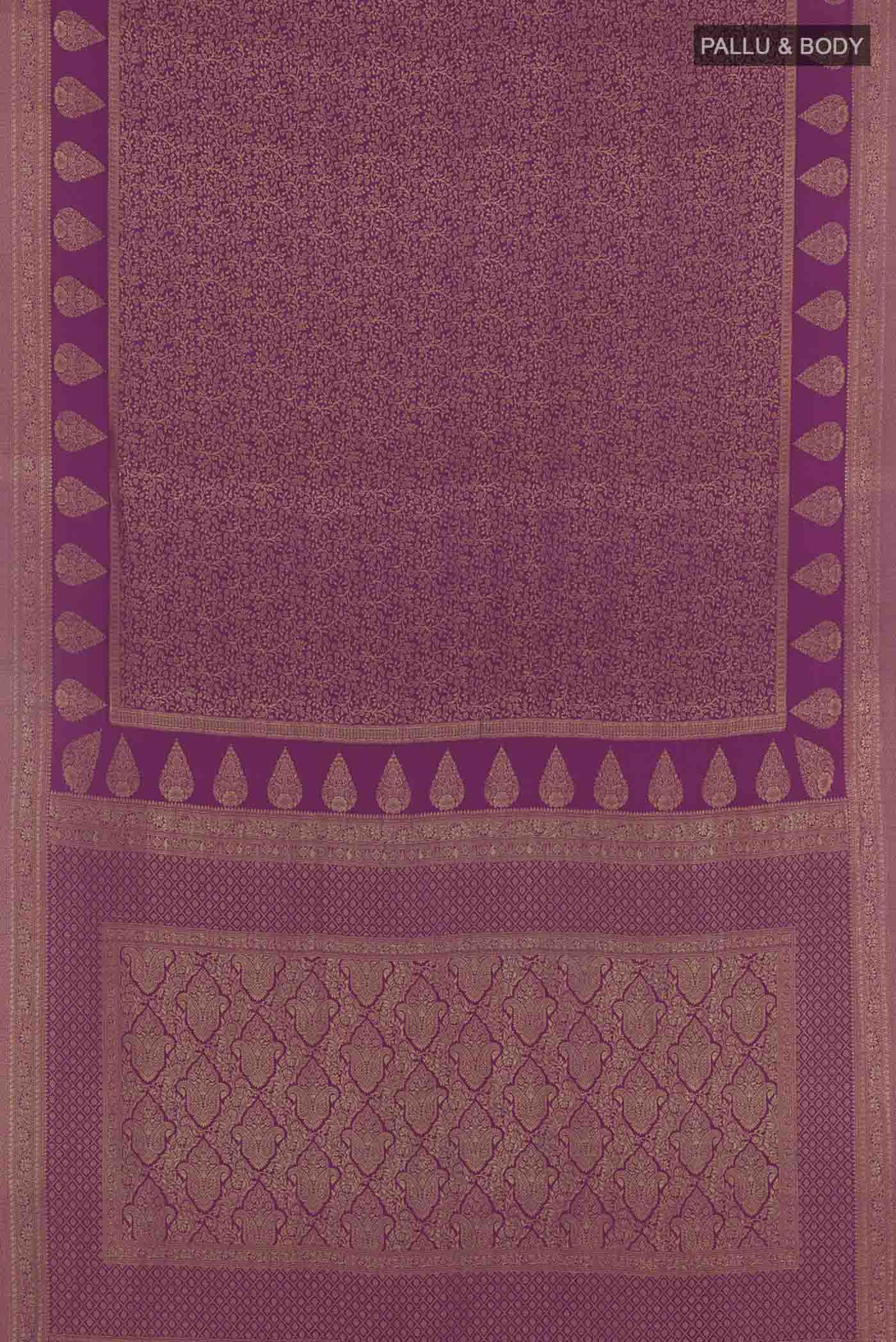 Purple Mysore Crepe Saree - Image 3