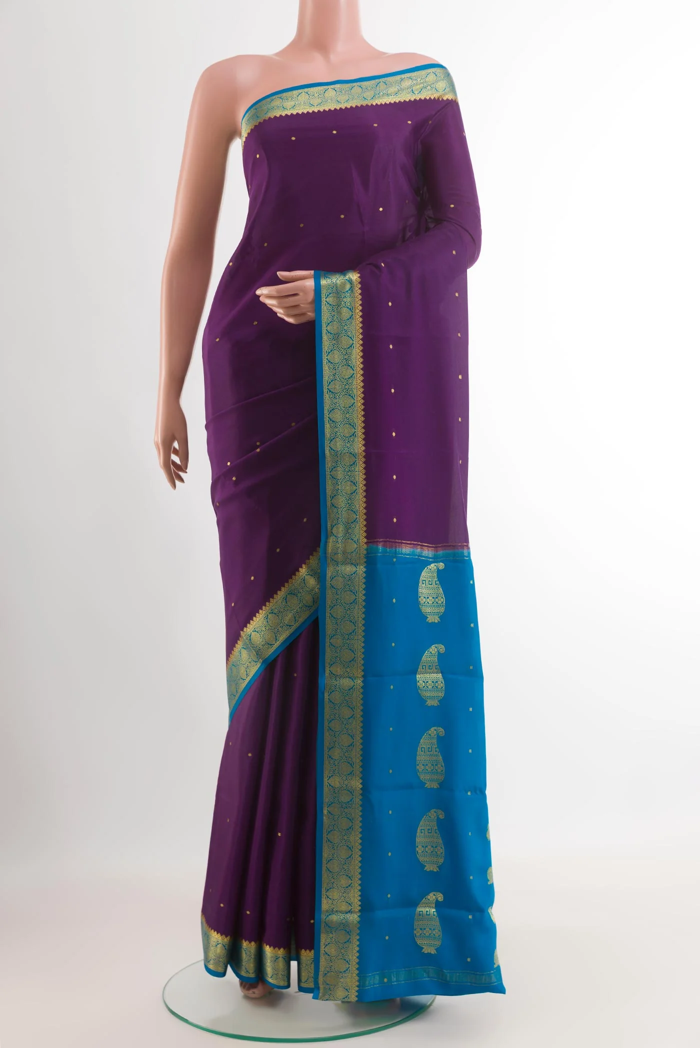 Purple Mysore Crepe Saree