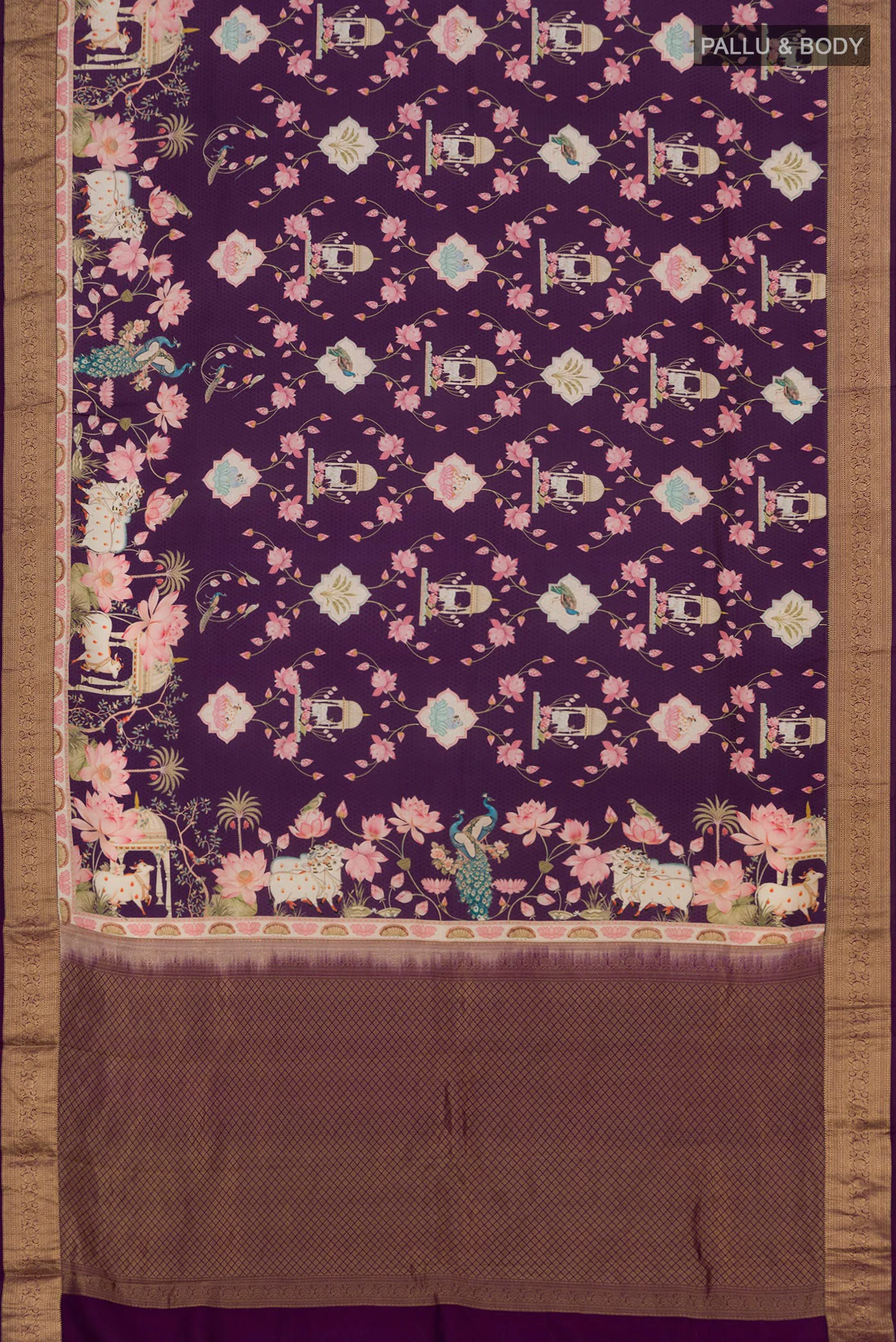 Purple Printed Silk Saree - Image 5