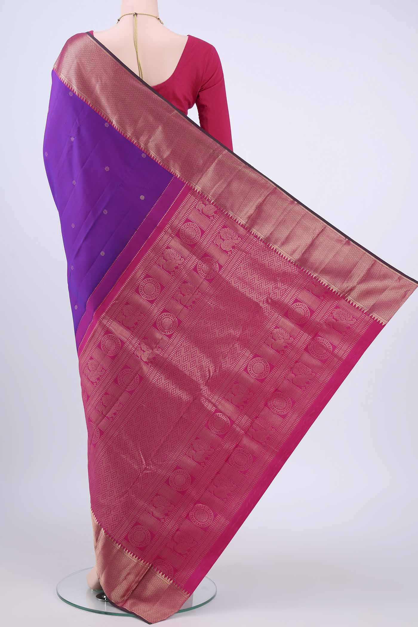 Purple Nangavalli Silk [ Salem ] Saree - Image 3