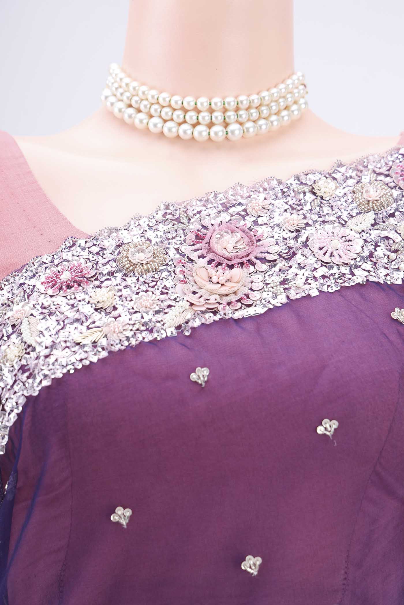 Navy Blue Organza Silk Saree - Image 2
