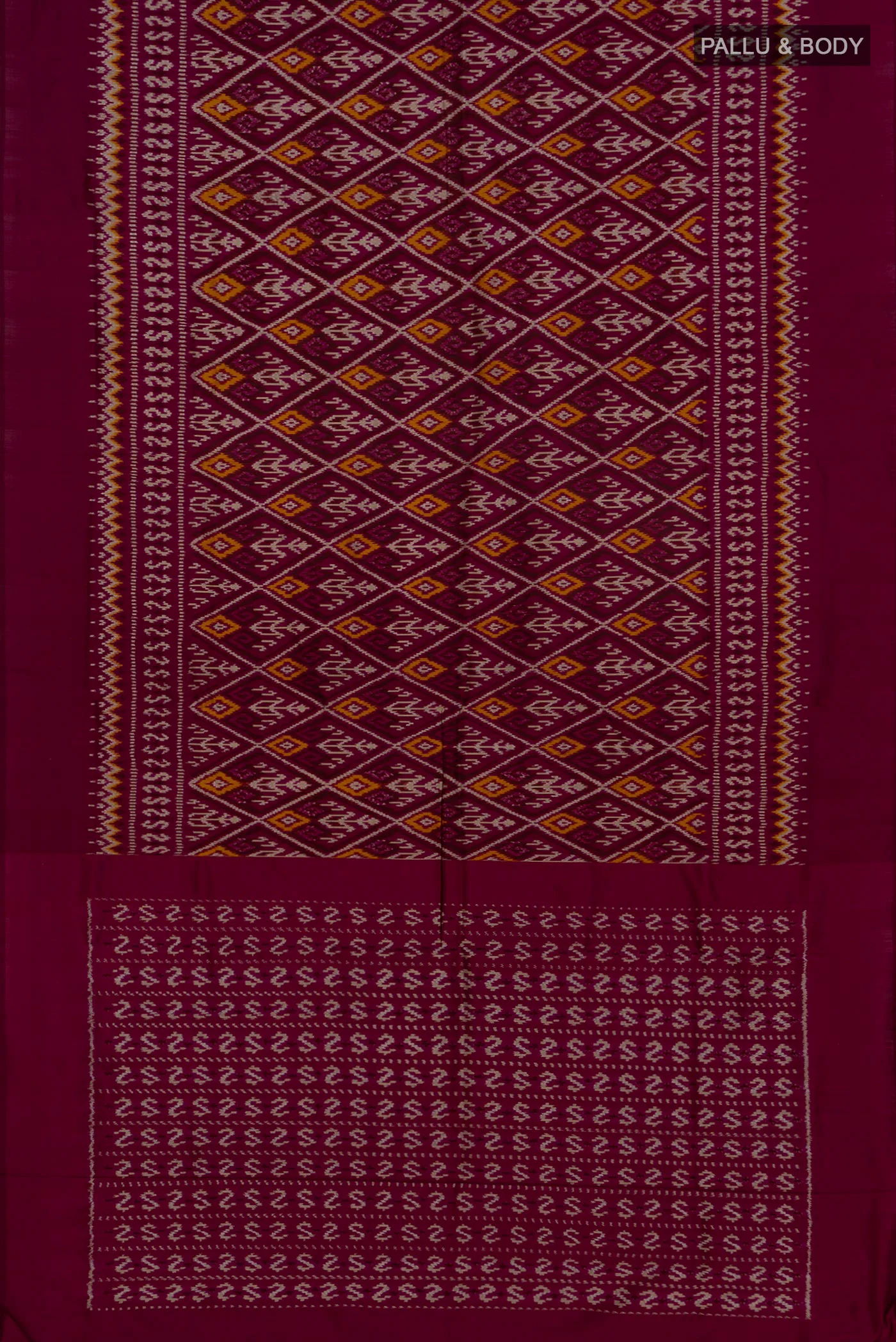 Magenta Pochampally Silk Saree - Image 5