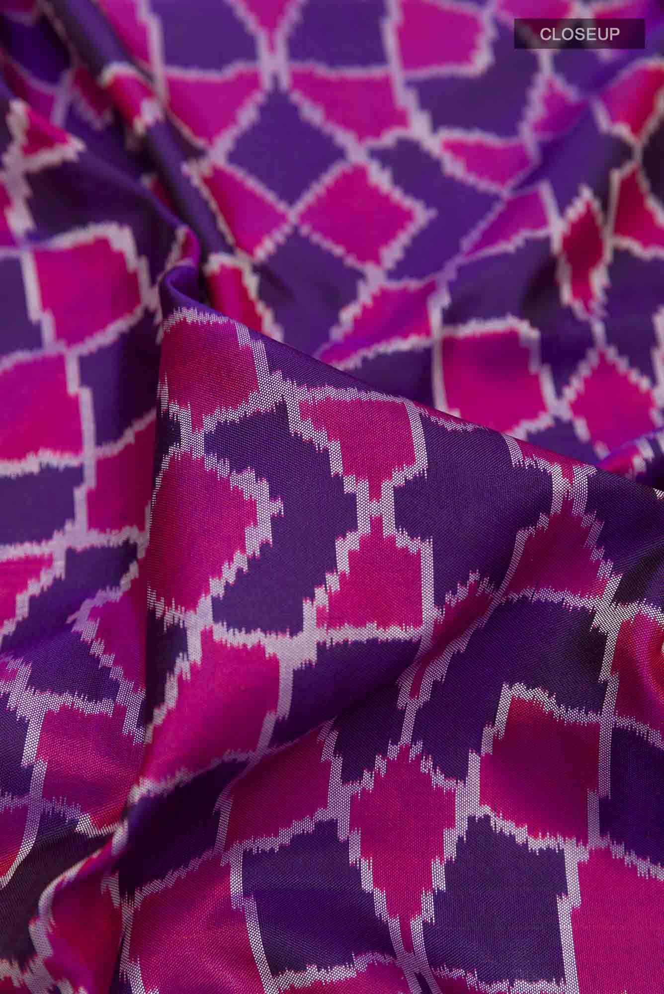 Purple Pochampally Silk Saree - Image 3