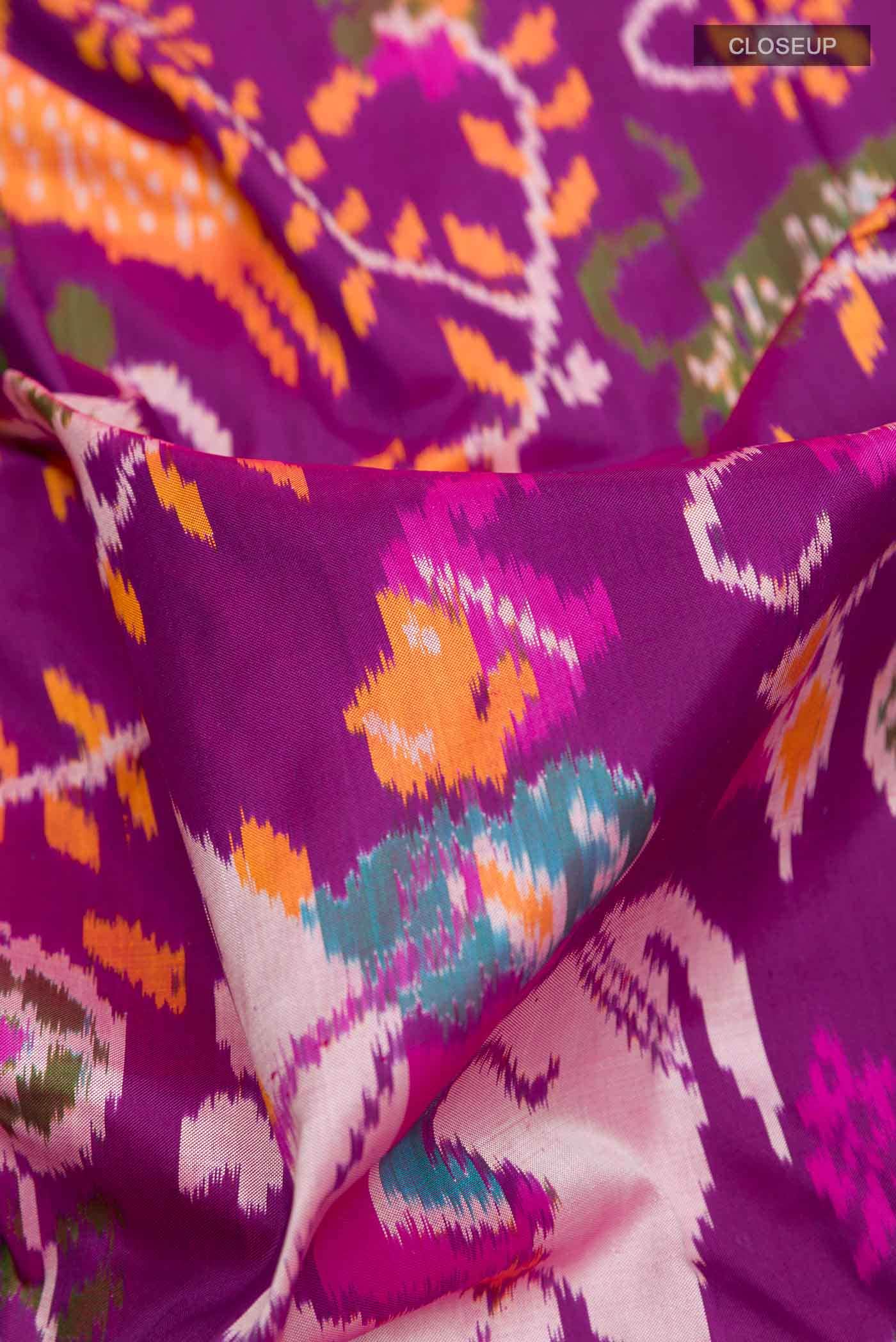 Purple Pochampally Silk Saree - Image 3