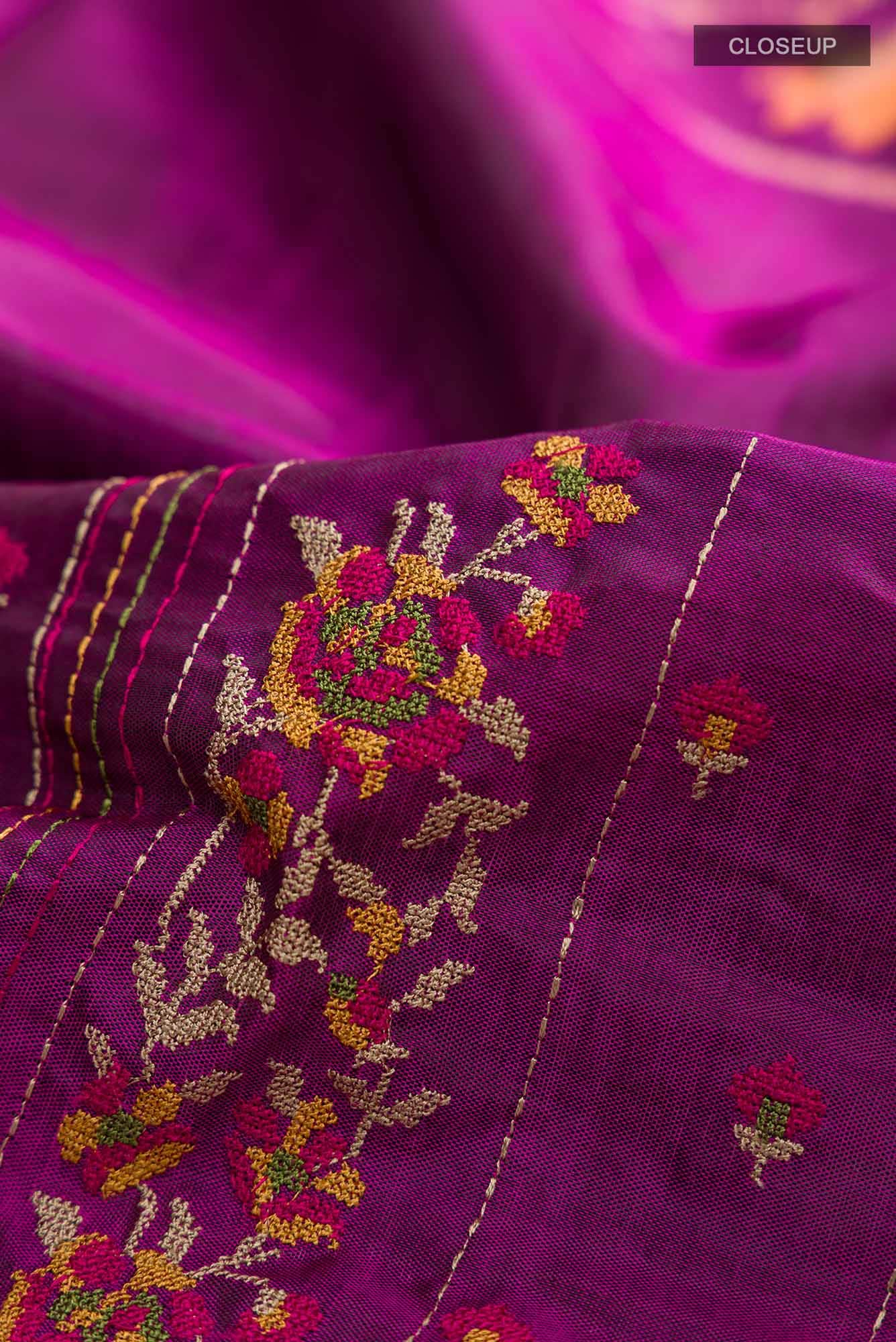 Purple Pochampally Silk Saree - Image 3