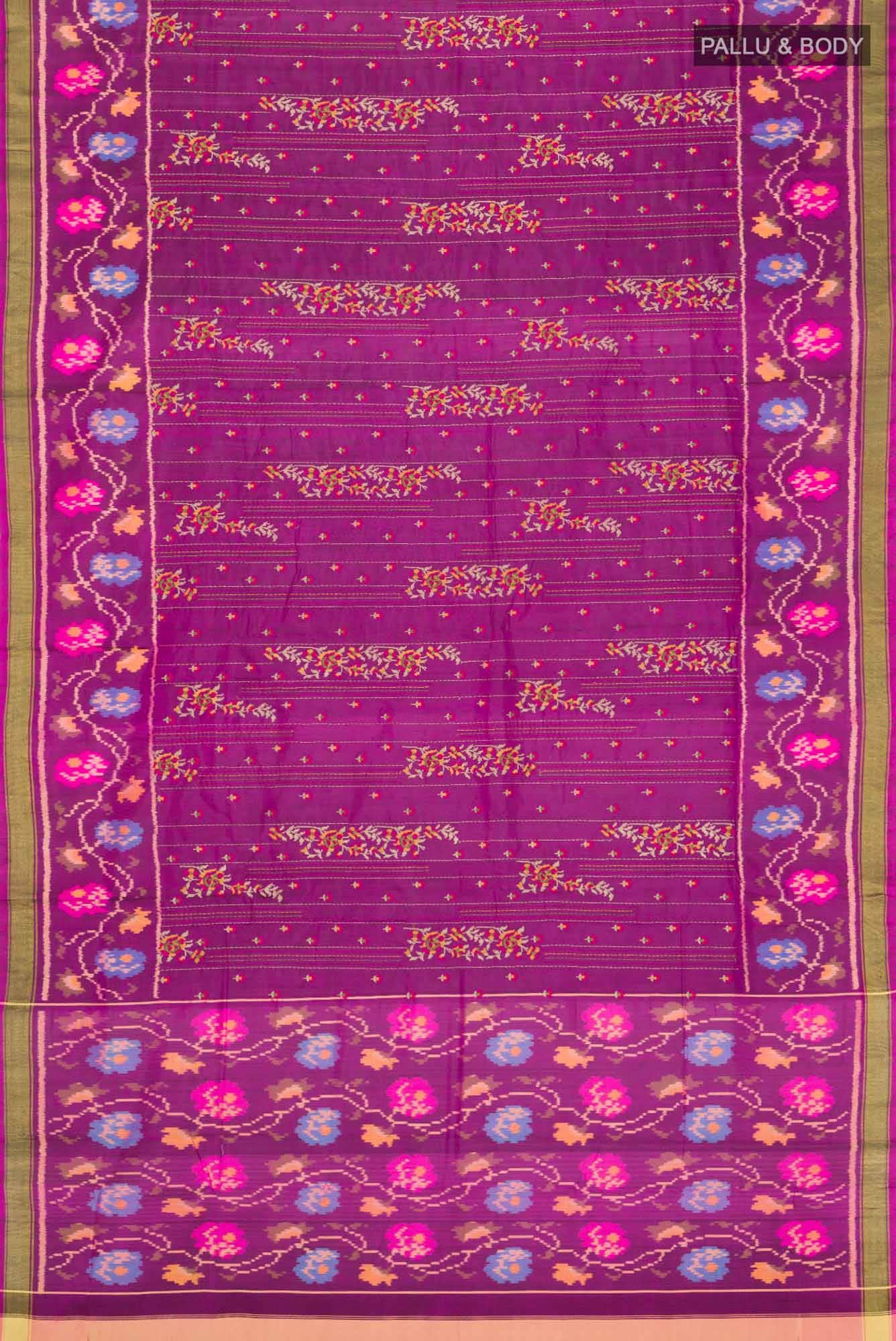 Purple Pochampally Silk Saree - Image 4