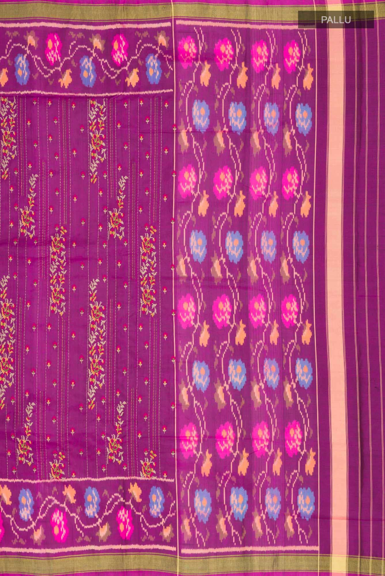 Purple Pochampally Silk Saree - Image 5