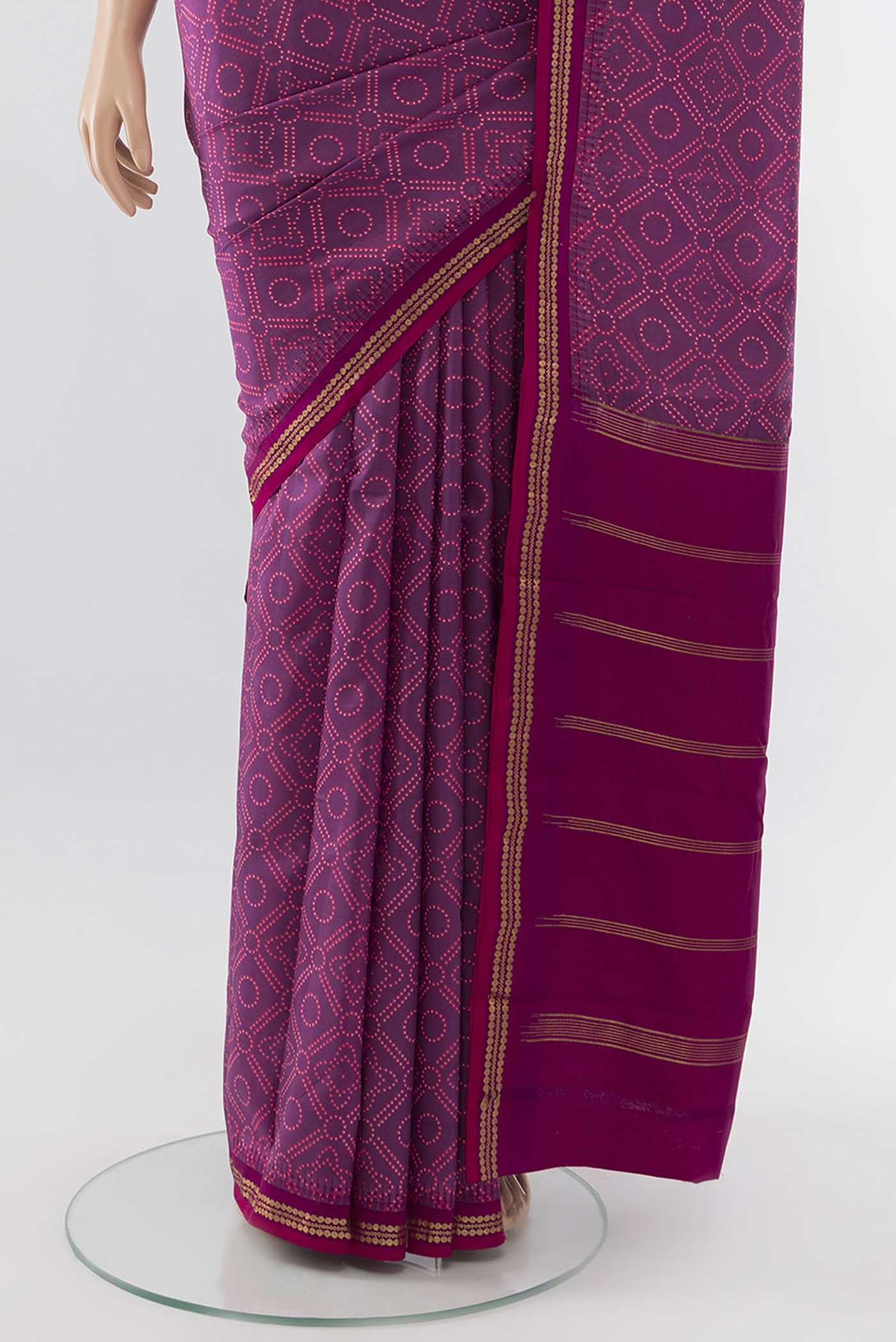 Purple Printed Silk Saree - Image 3