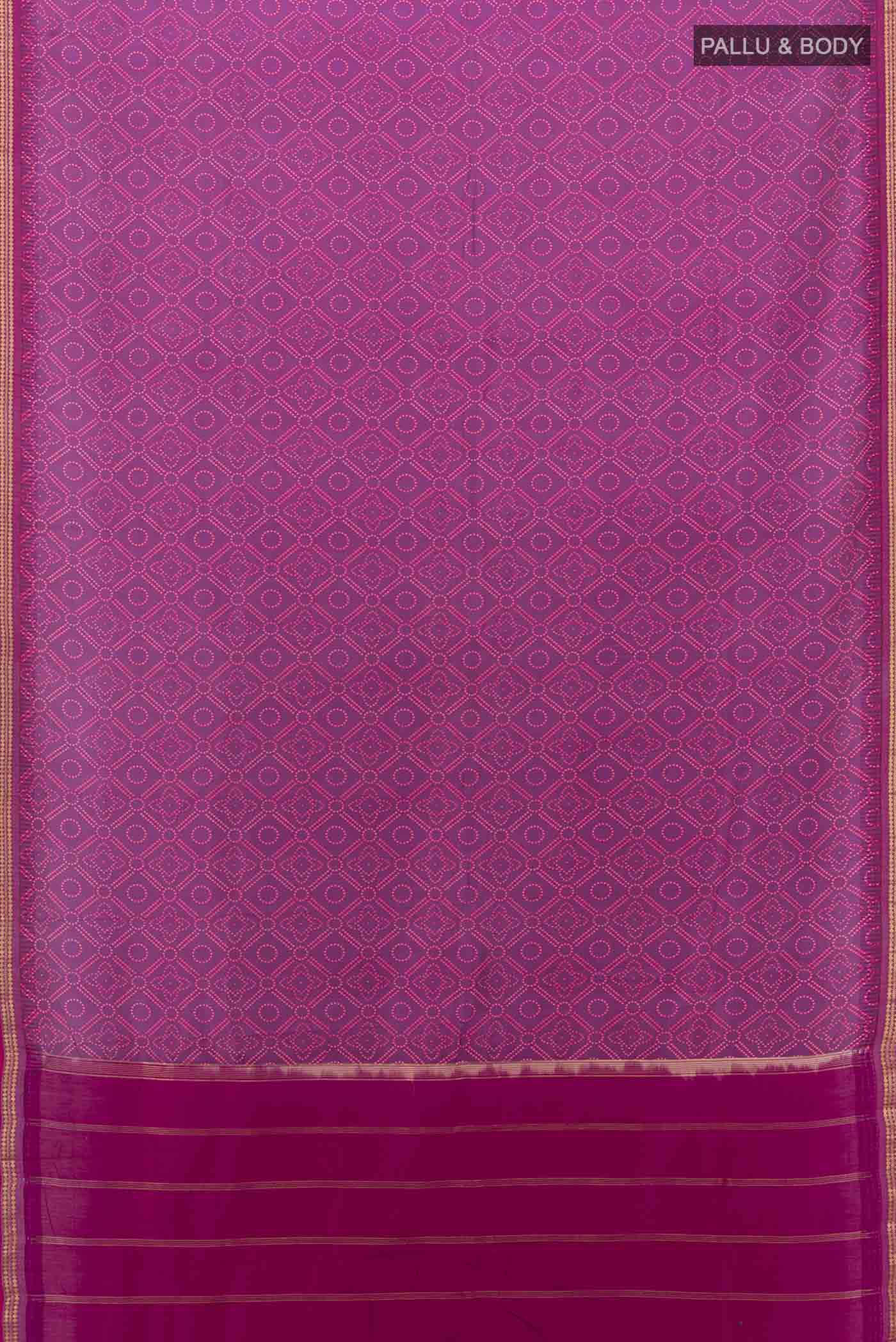 Purple Printed Silk Saree - Image 5