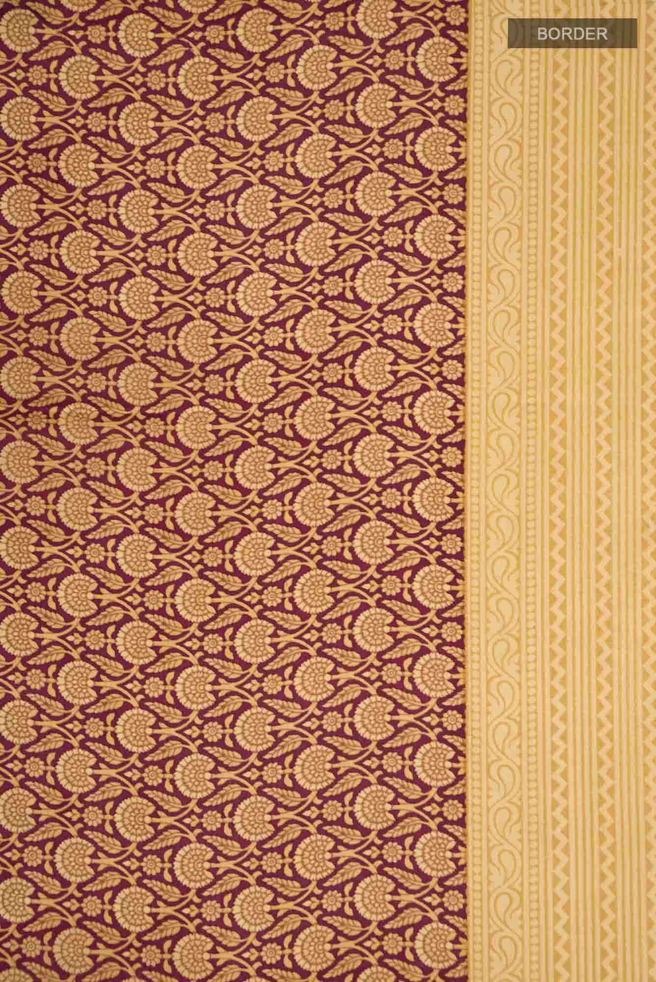 Purple Printed Silk Saree - Image 4