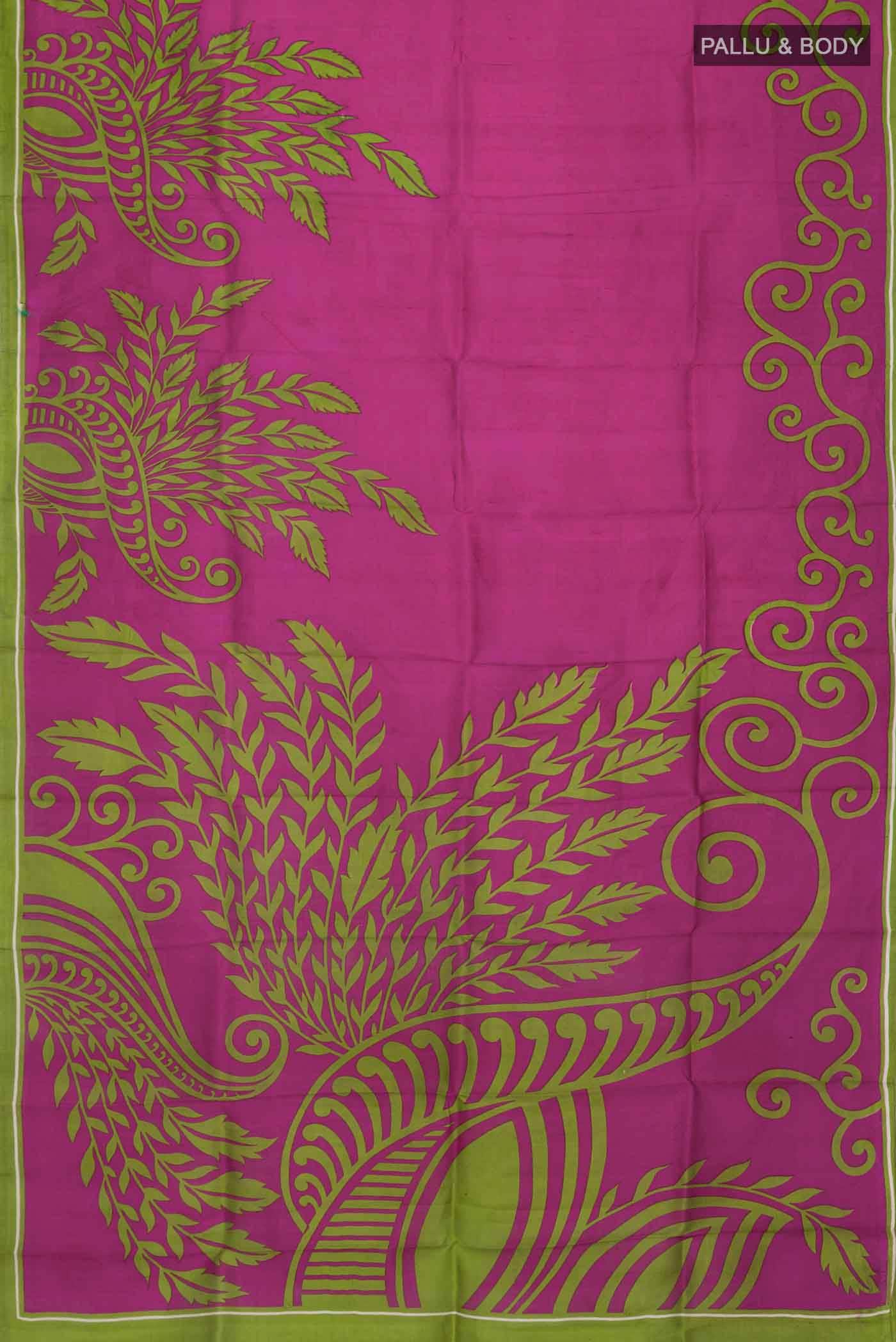 Purple Printed Silk Saree - Image 2