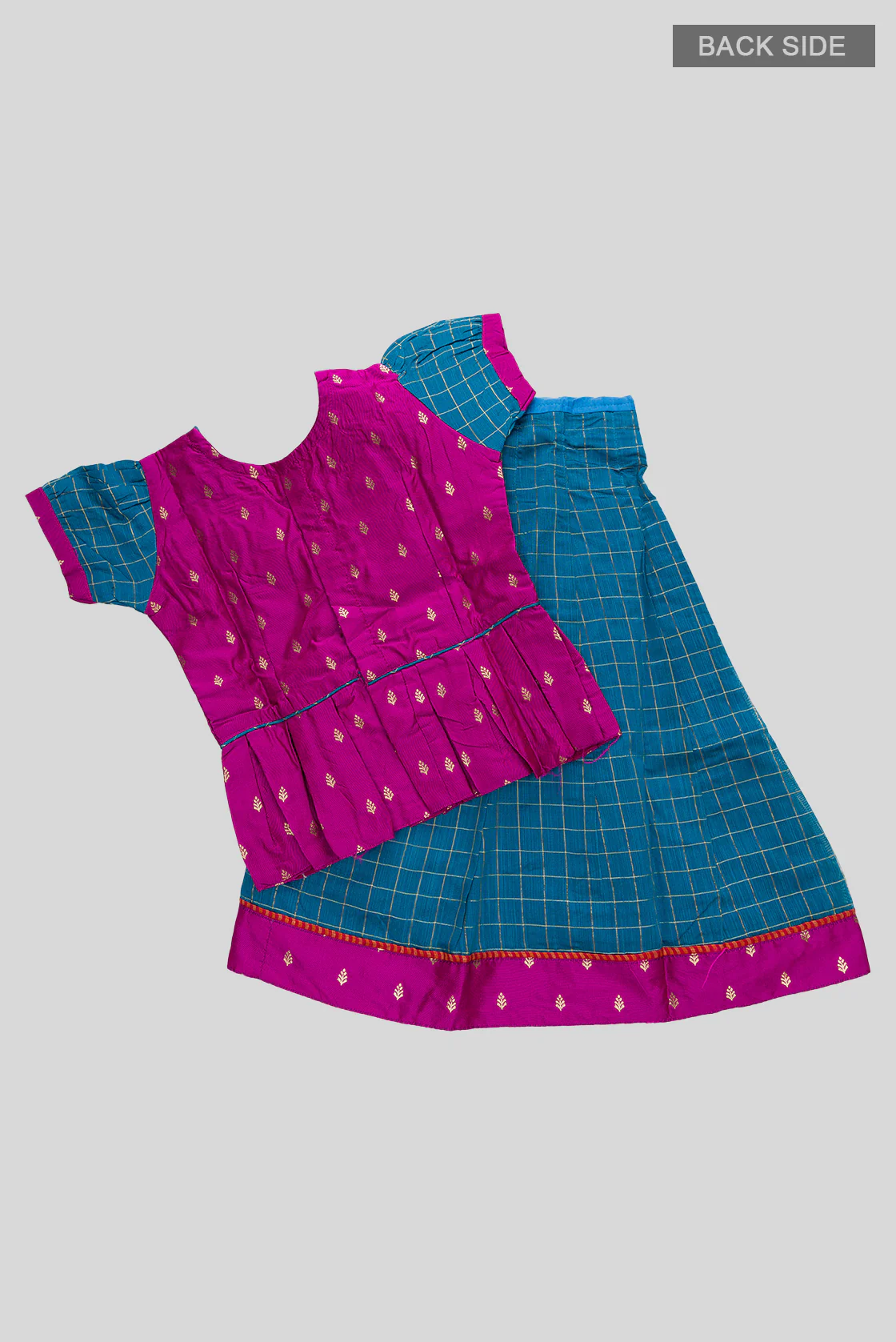 Purple Readymade Cotton Pavadai Set  | Lehanga & Blouse - Image 3