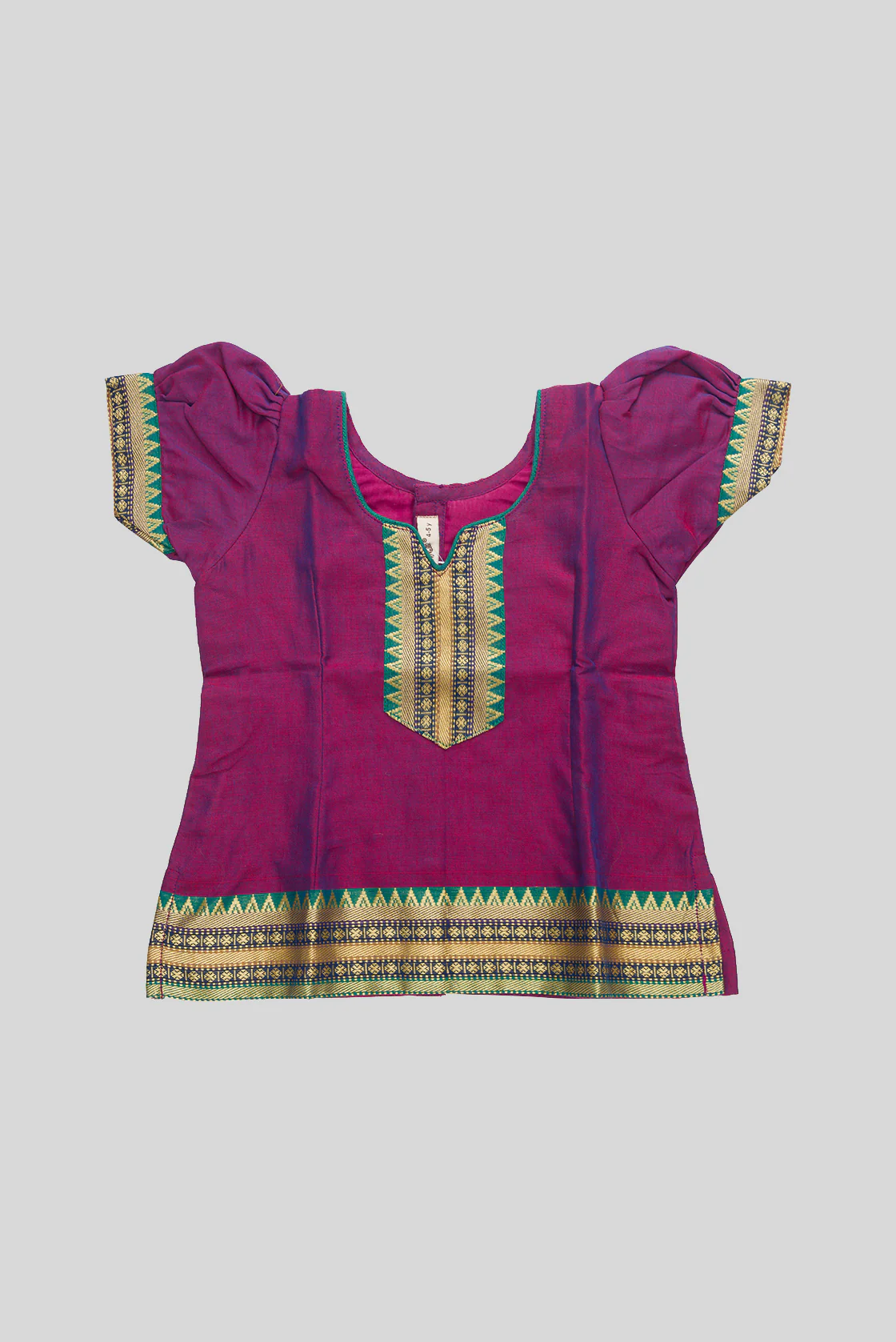 Purple Readymade Cotton Pavadai Set  | Lehanga & Blouse - Image 4