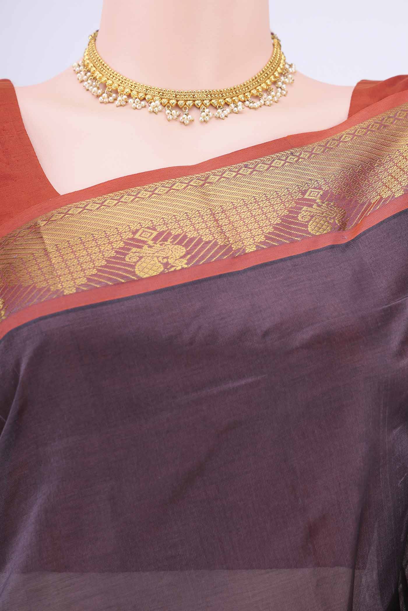 Purple Silk Cotton Saree - Image 2