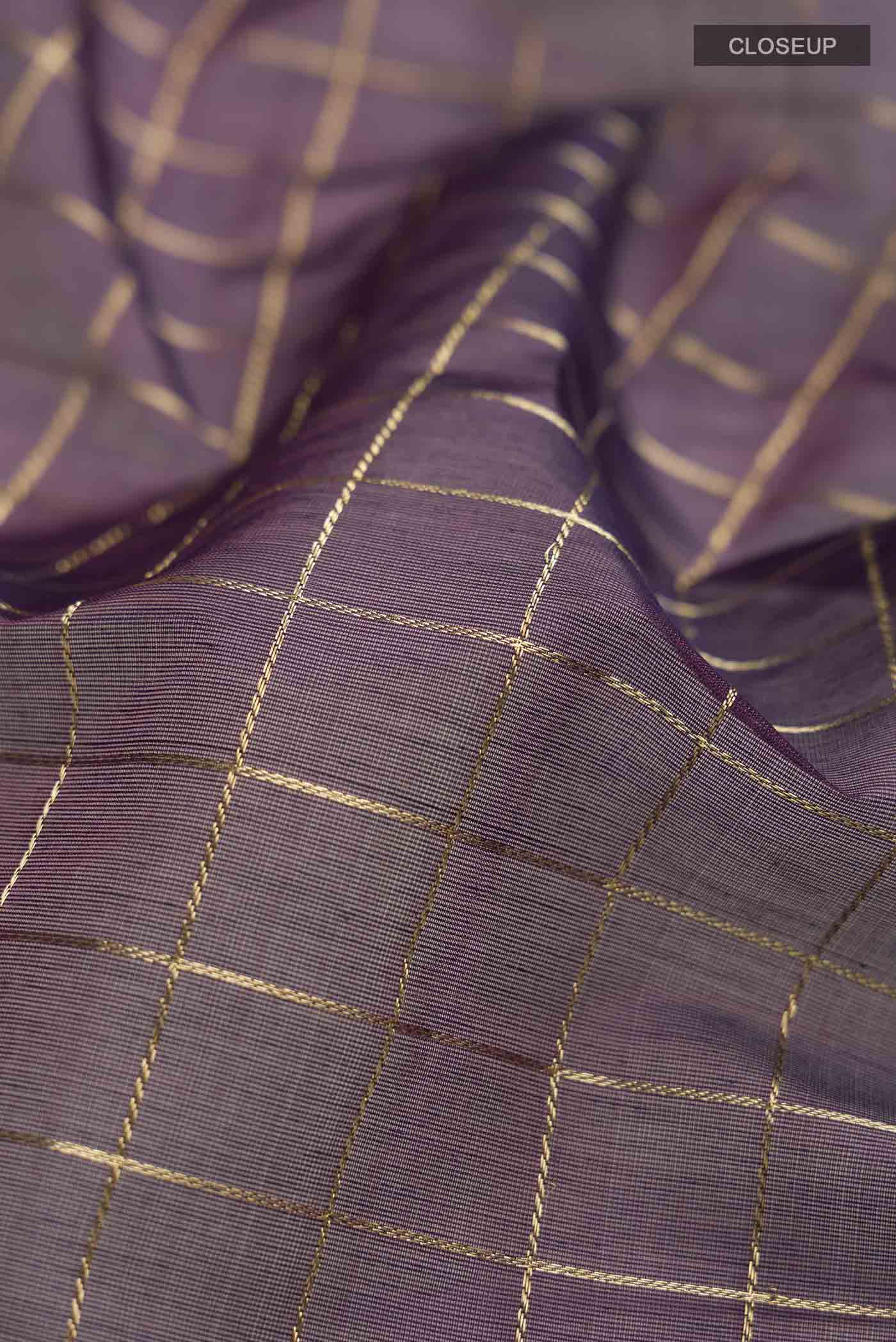 Purple Silk Cotton Saree - Image 2