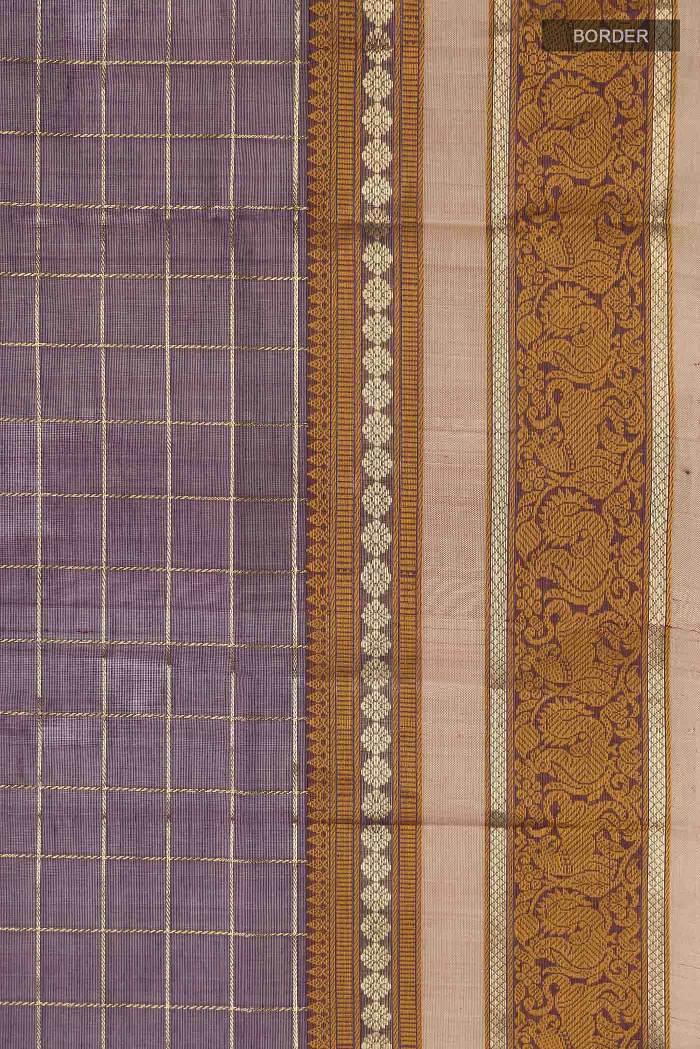 Purple Silk Cotton Saree - Image 3