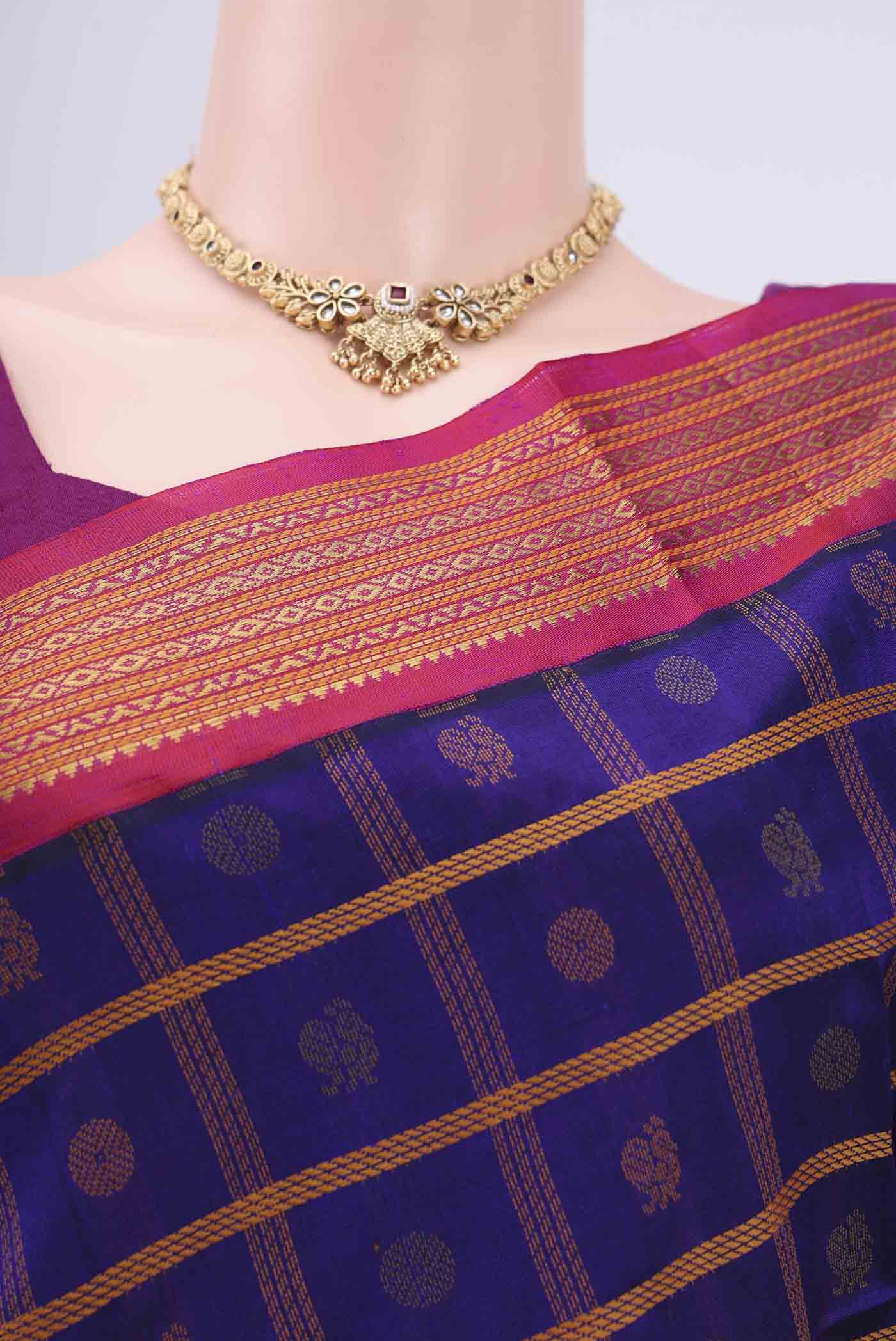 Violet Silk Cotton Saree - Image 2