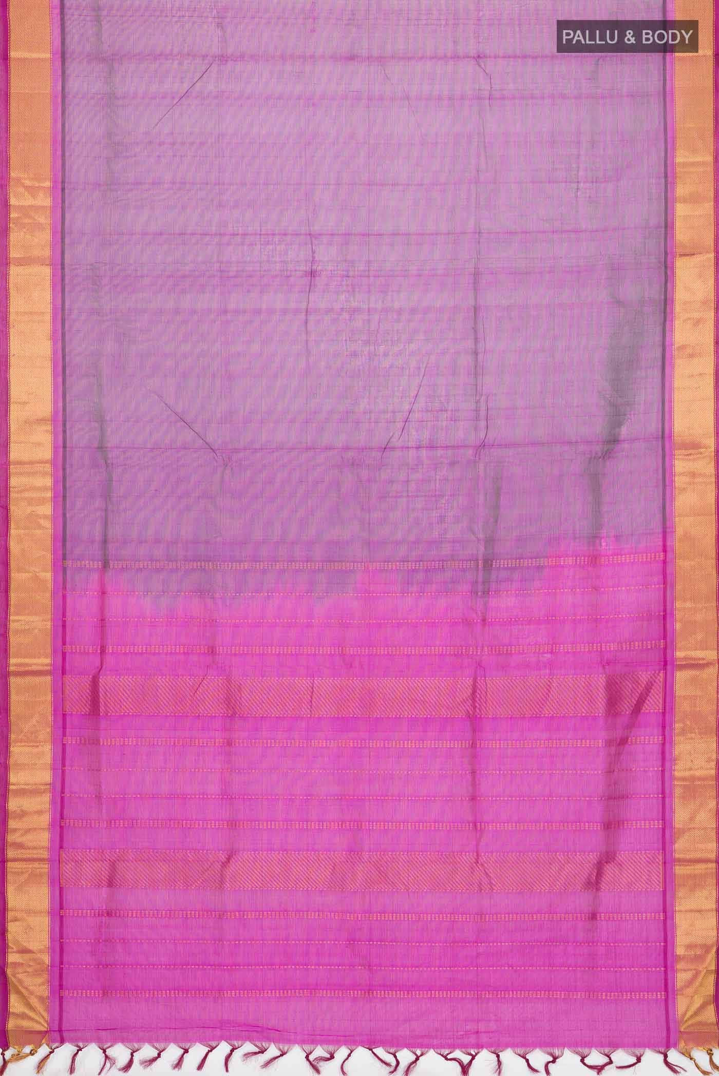 Purple Silk Cotton Saree - Image 2