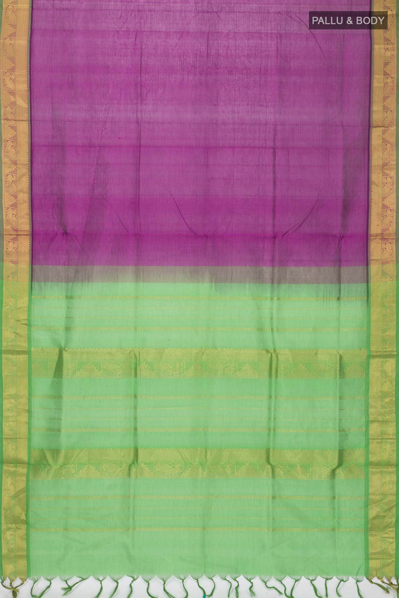 Purple Silk Cotton Saree - Image 2